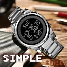 Men's LED Digital Sports Watch - Military-Grade, Waterproof, Stainless Steel