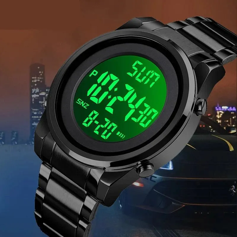 Men's LED Digital Sports Watch - Military-Grade, Waterproof, Stainless Steel