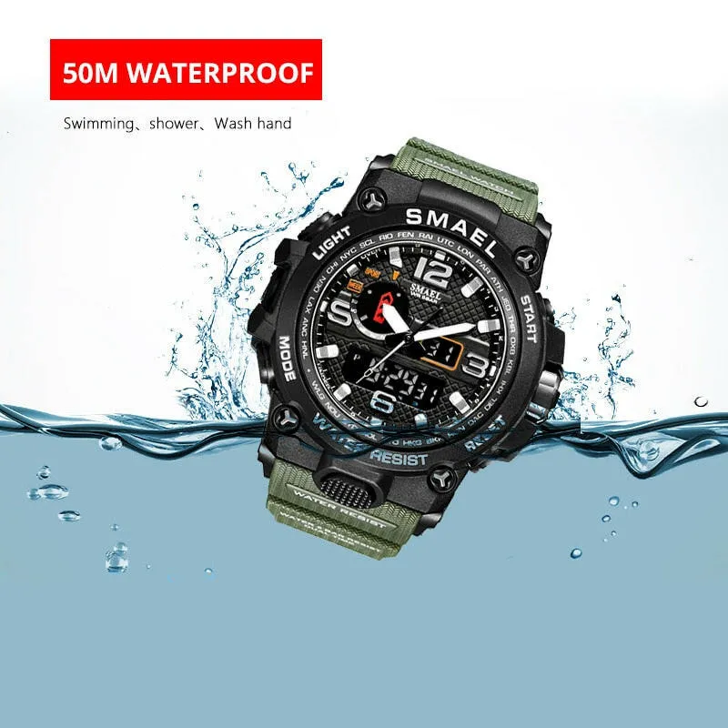 Men’s Military Sport Watch - 50M Waterproof LED Quartz Clock, Shock Resistant, Chronograph, Relogio Masculino
