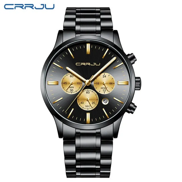 Mens Wristwatches CRRJU Top Brand Luxury Chronograph Ultra