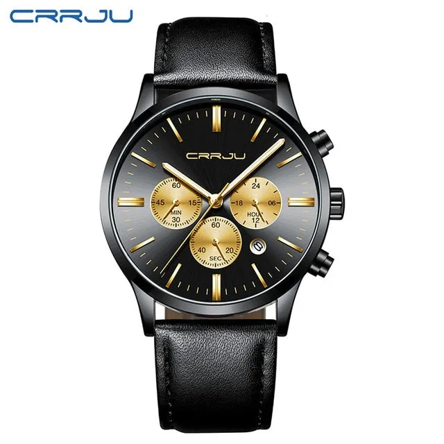 Mens Wristwatches CRRJU Top Brand Luxury Chronograph Ultra