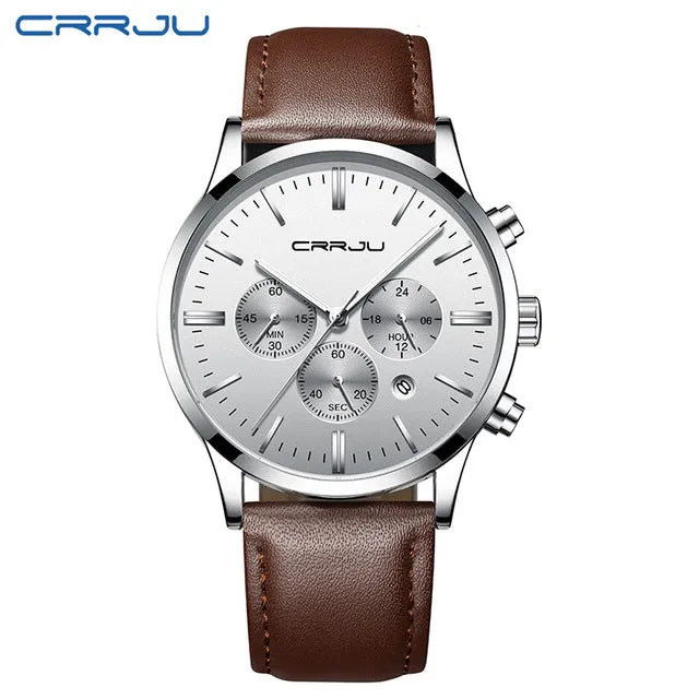 Mens Wristwatches CRRJU Top Brand Luxury Chronograph Ultra