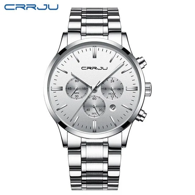 Mens Wristwatches CRRJU Top Brand Luxury Chronograph Ultra