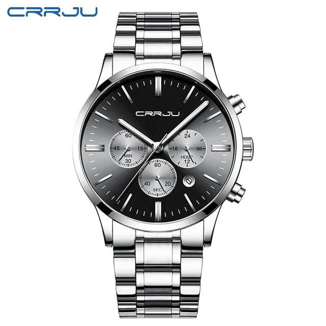 Mens Wristwatches CRRJU Top Brand Luxury Chronograph Ultra