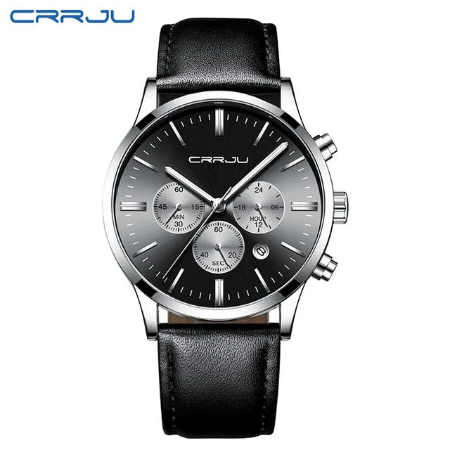 Mens Wristwatches CRRJU Top Brand Luxury Chronograph Ultra