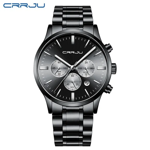 Mens Wristwatches CRRJU Top Brand Luxury Chronograph Ultra