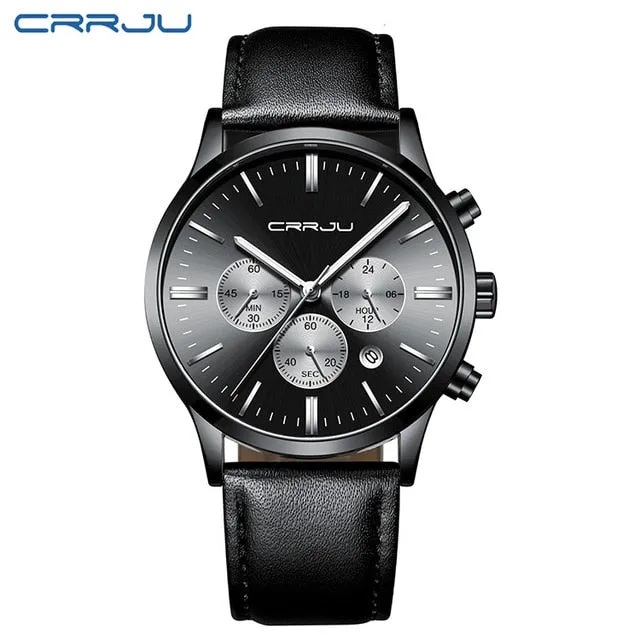 Mens Wristwatches CRRJU Top Brand Luxury Chronograph Ultra