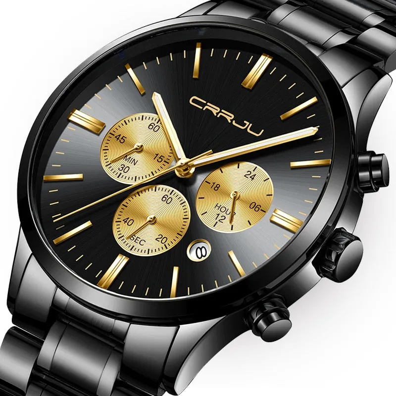 Mens Wristwatches CRRJU Top Brand Luxury Chronograph Ultra