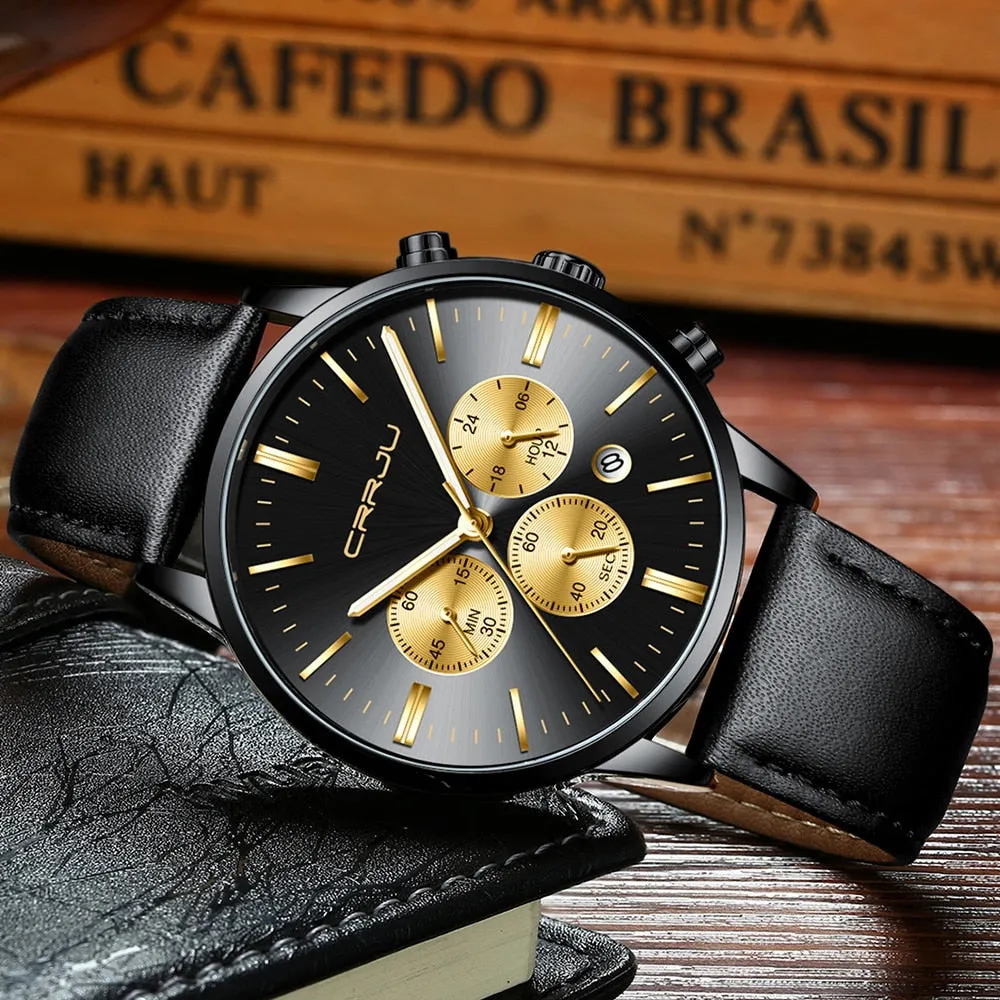 Mens Wristwatches CRRJU Top Brand Luxury Chronograph Ultra