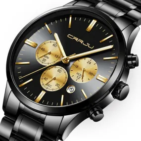 Mens Wristwatches CRRJU Top Brand Luxury Chronograph Ultra
