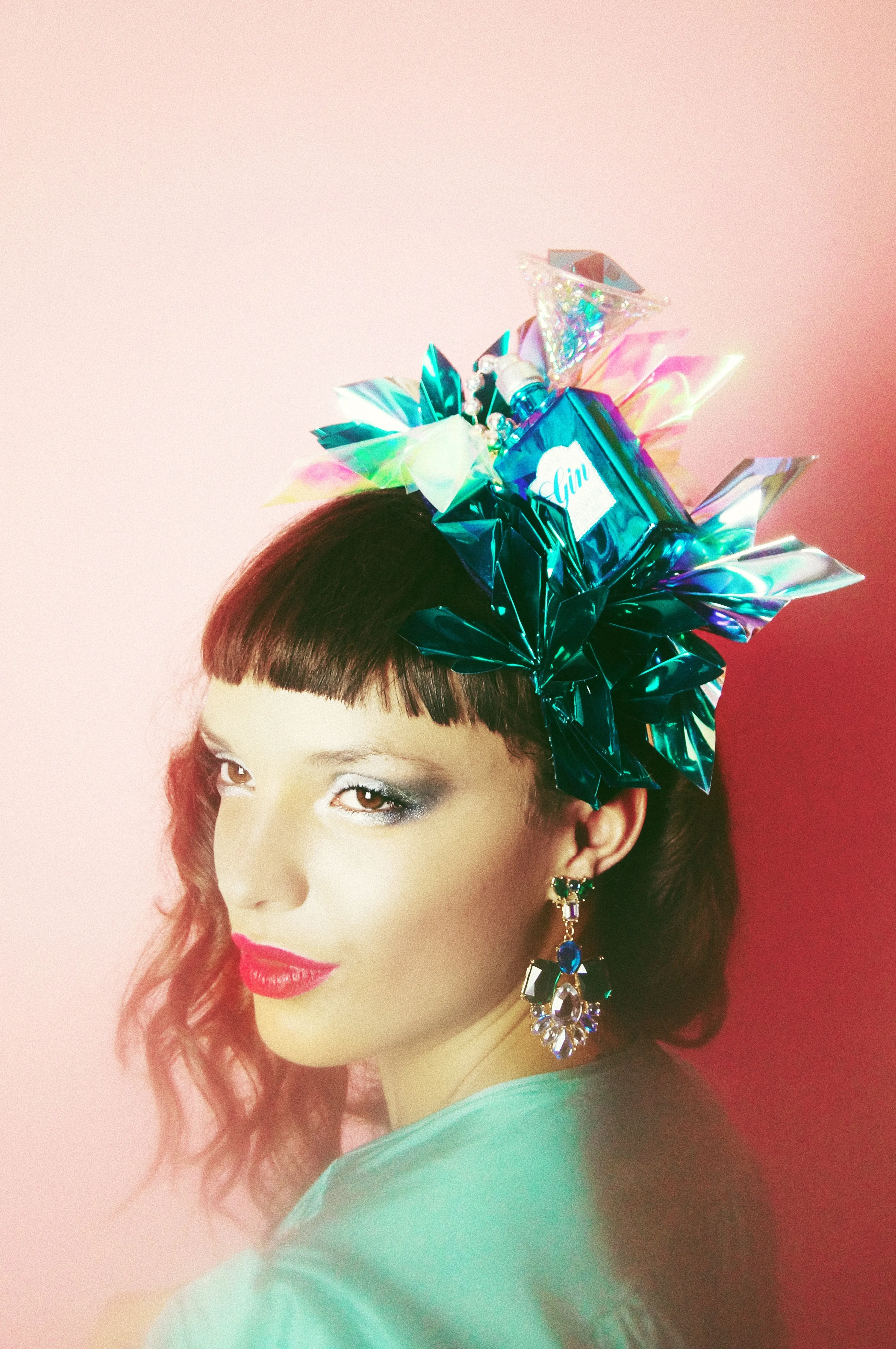 Metallic Chrome Mint and Aqua Christmas Gin and Tonic Novelty Crown