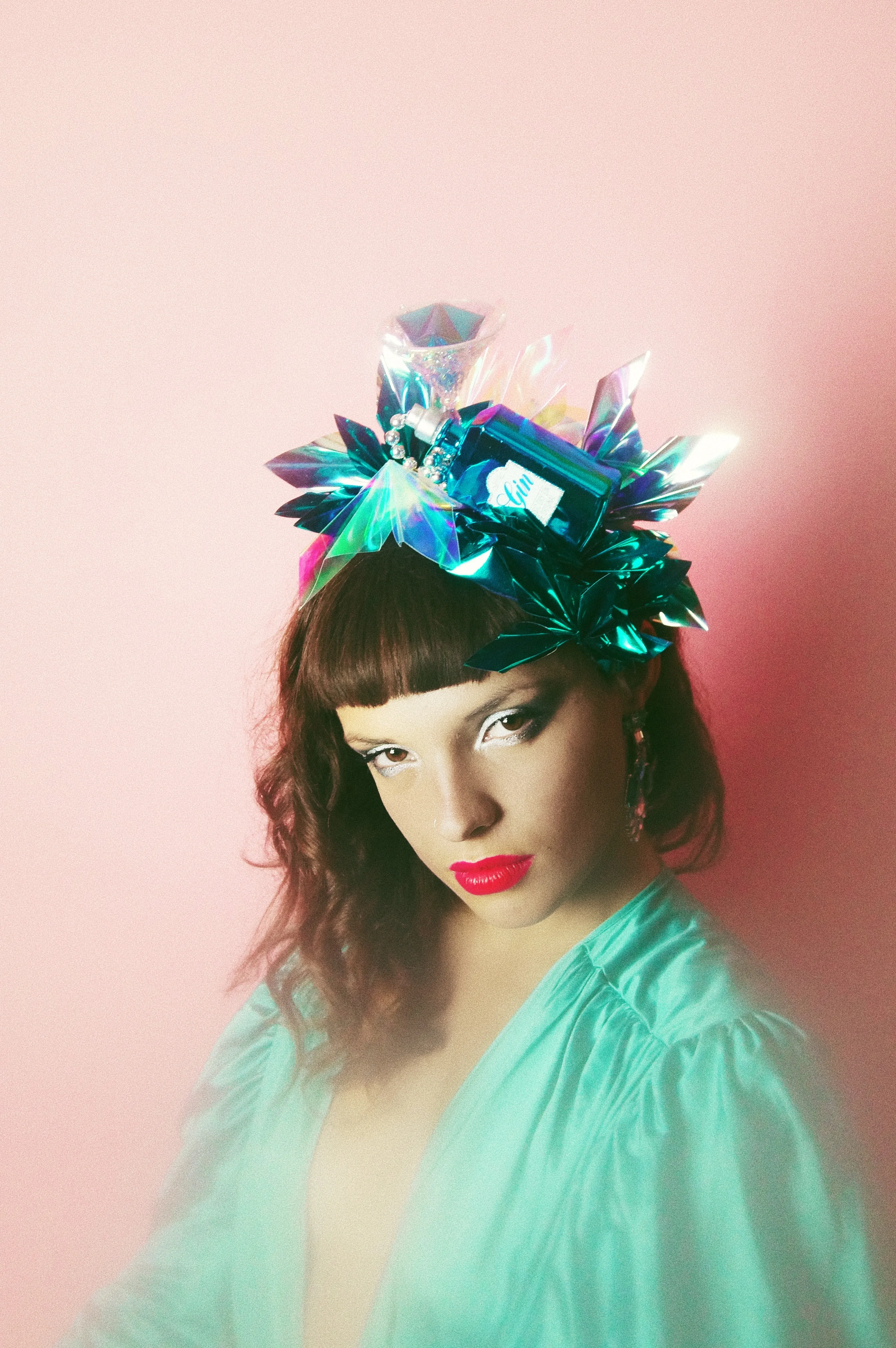 Metallic Chrome Mint and Aqua Christmas Gin and Tonic Novelty Crown
