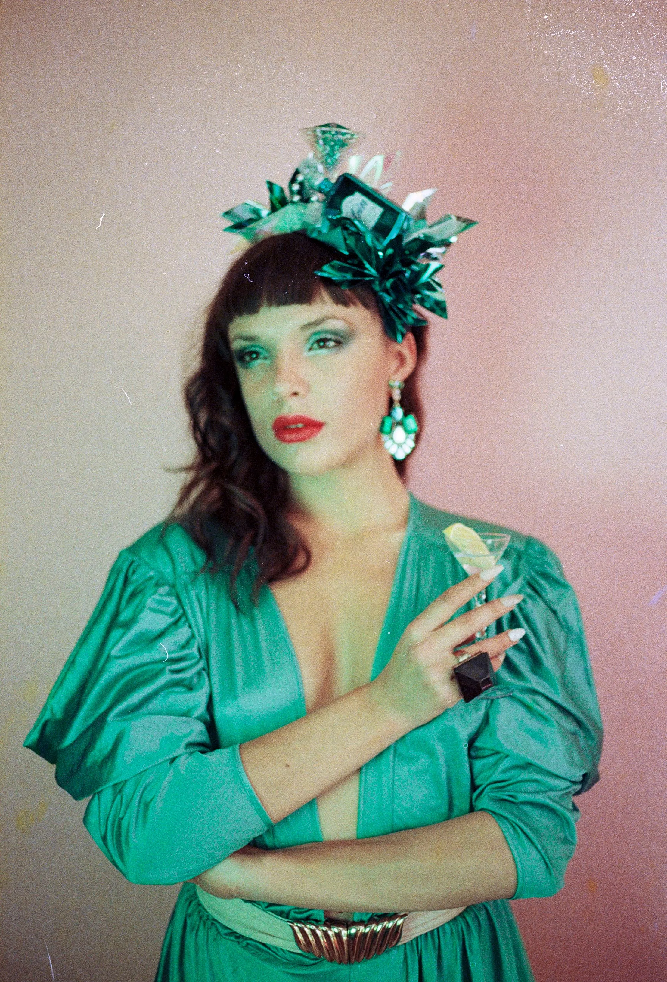 Metallic Chrome Mint and Aqua Christmas Gin and Tonic Novelty Crown