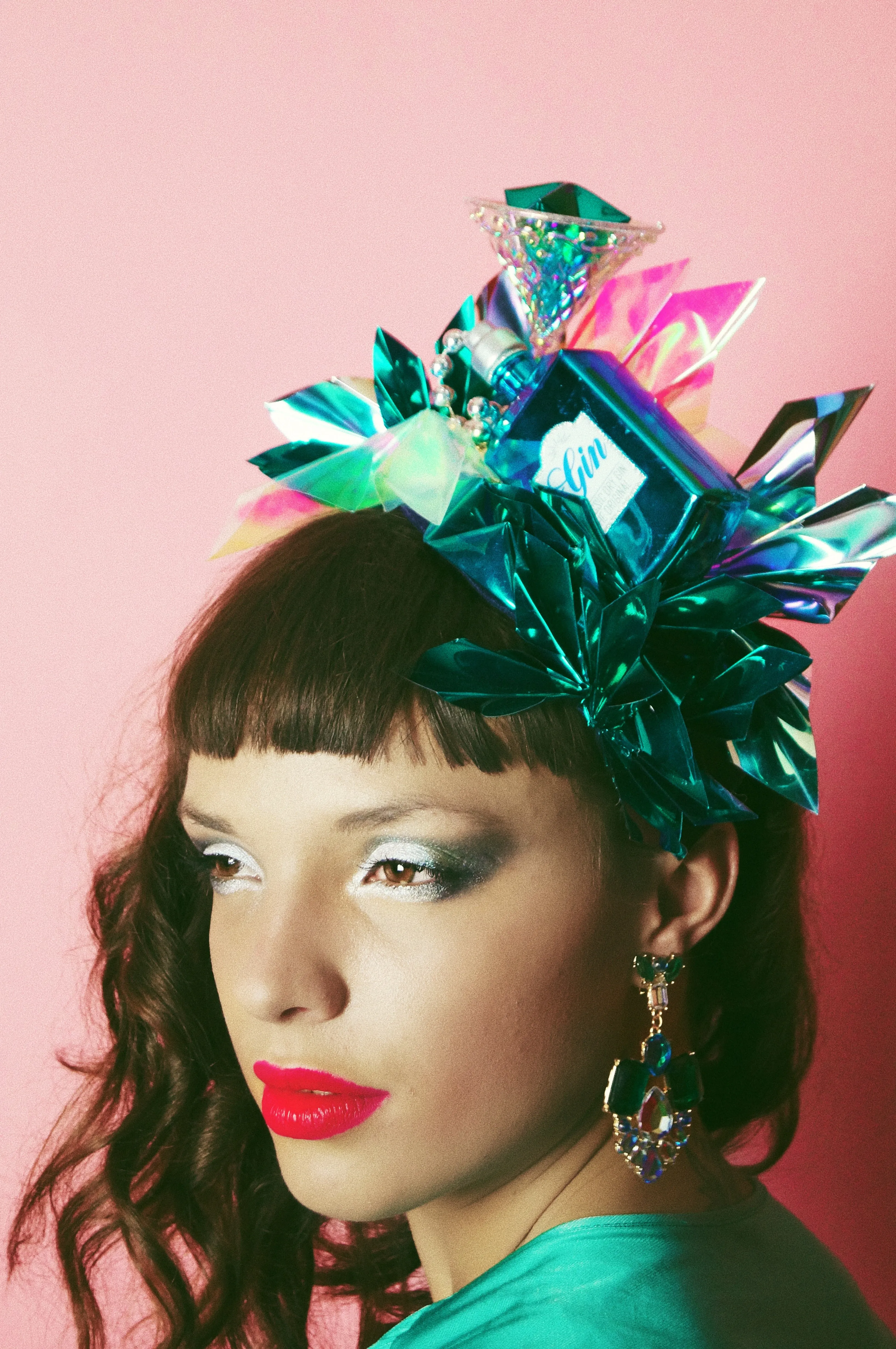Metallic Chrome Mint and Aqua Christmas Gin and Tonic Novelty Crown