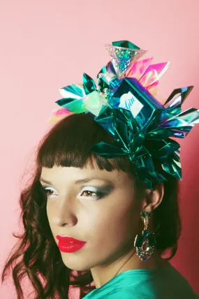 Metallic Chrome Mint and Aqua Christmas Gin and Tonic Novelty Crown