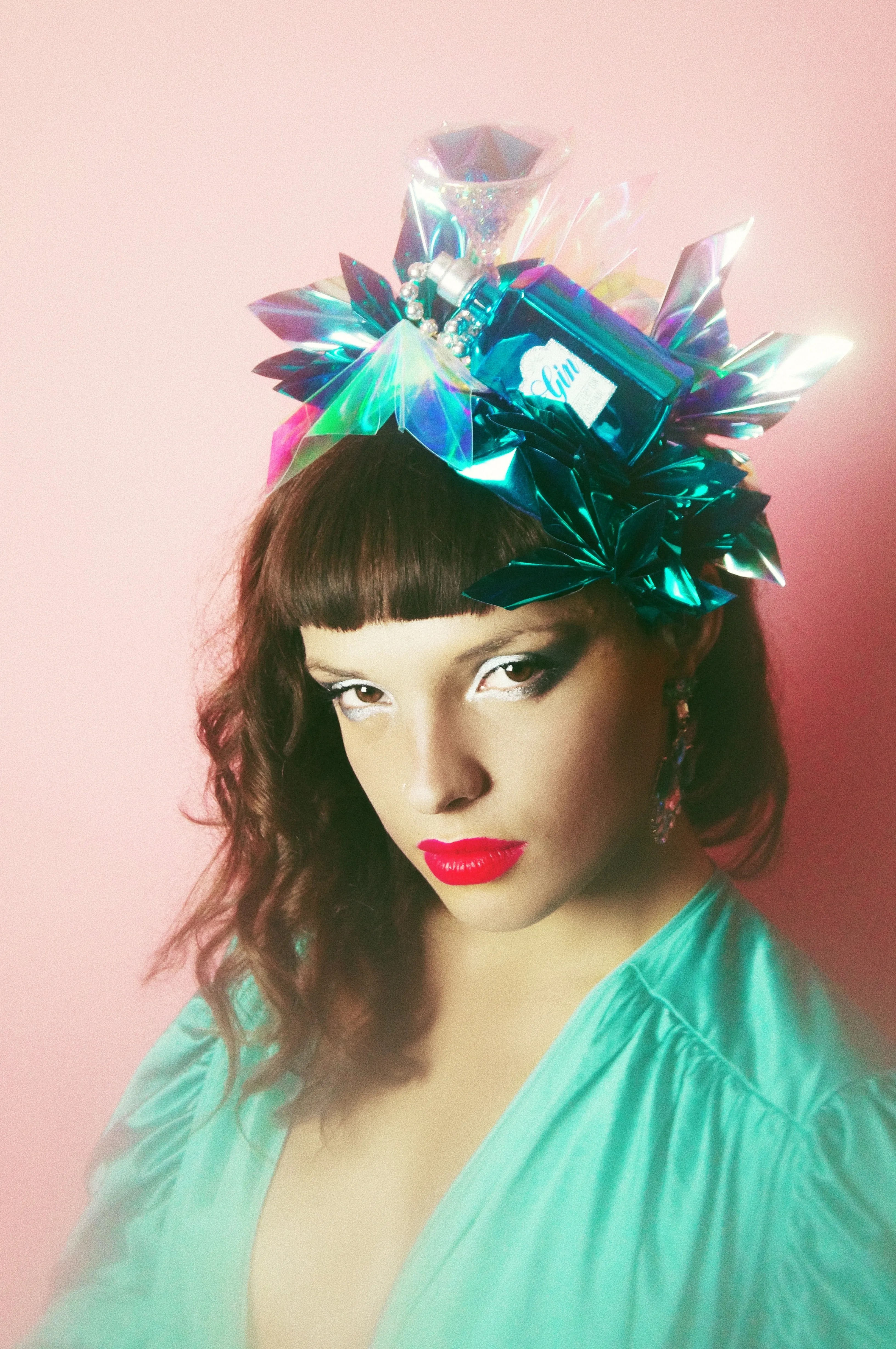 Metallic Chrome Mint and Aqua Christmas Gin and Tonic Novelty Crown