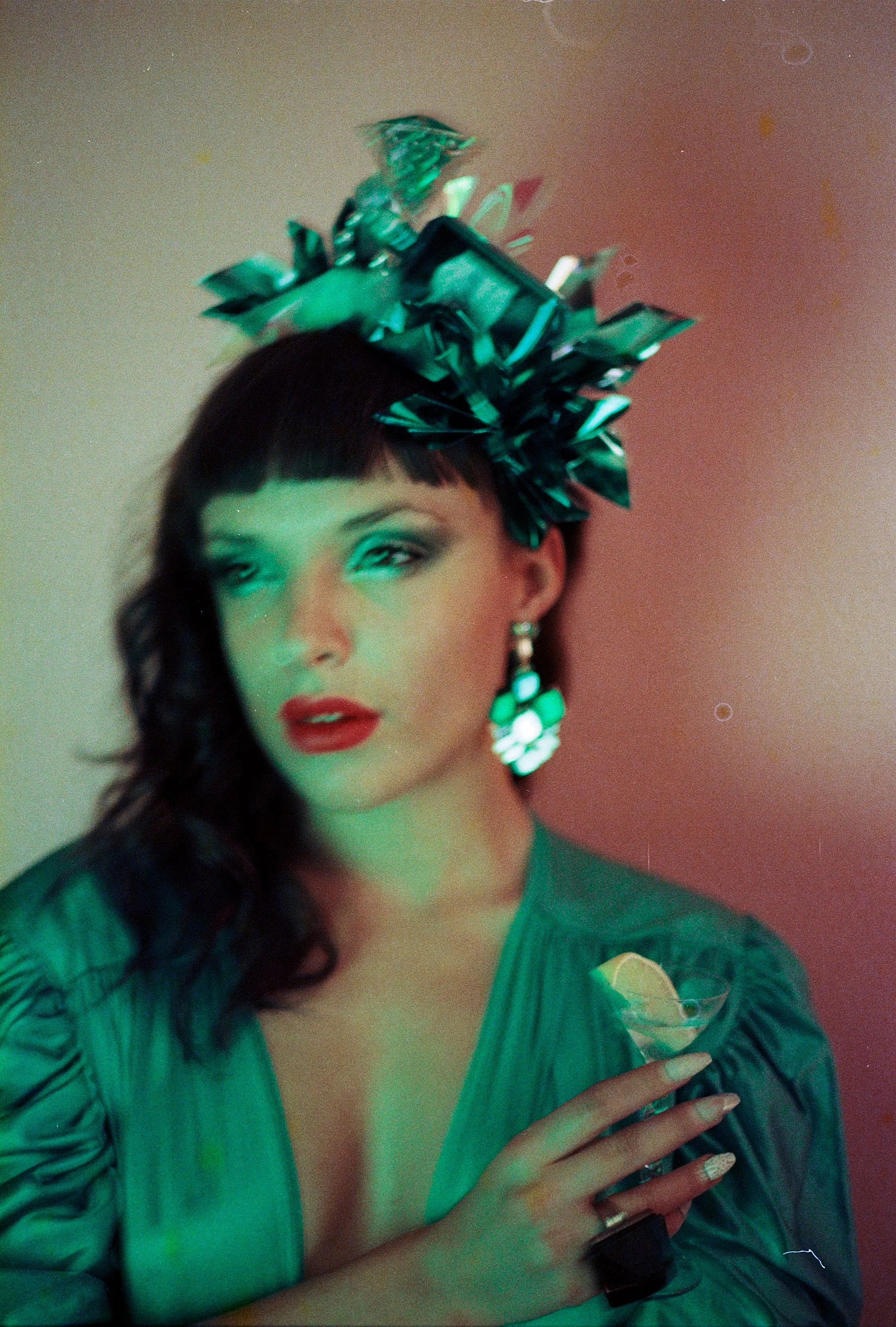 Metallic Chrome Mint and Aqua Christmas Gin and Tonic Novelty Crown