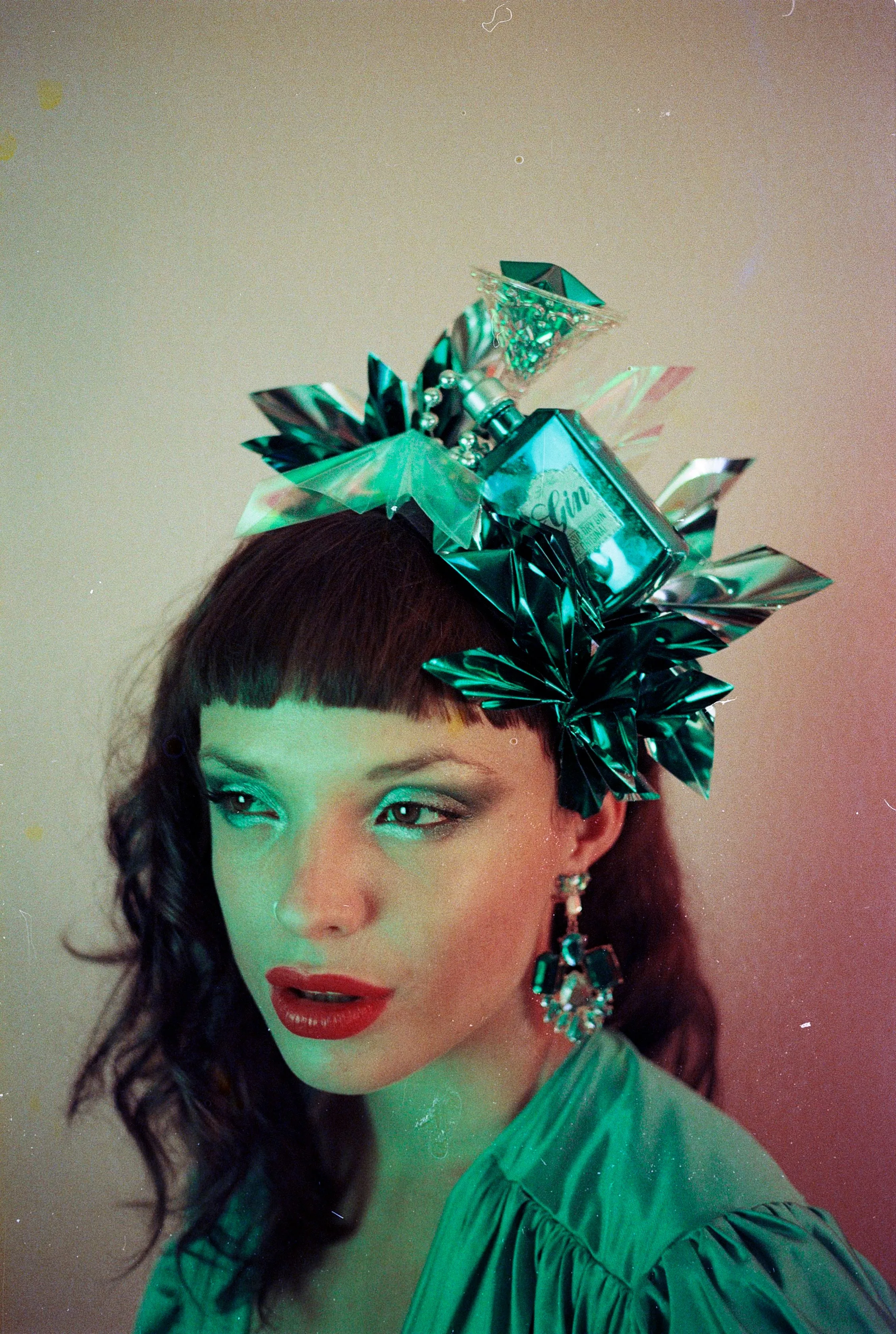 Metallic Chrome Mint and Aqua Christmas Gin and Tonic Novelty Crown