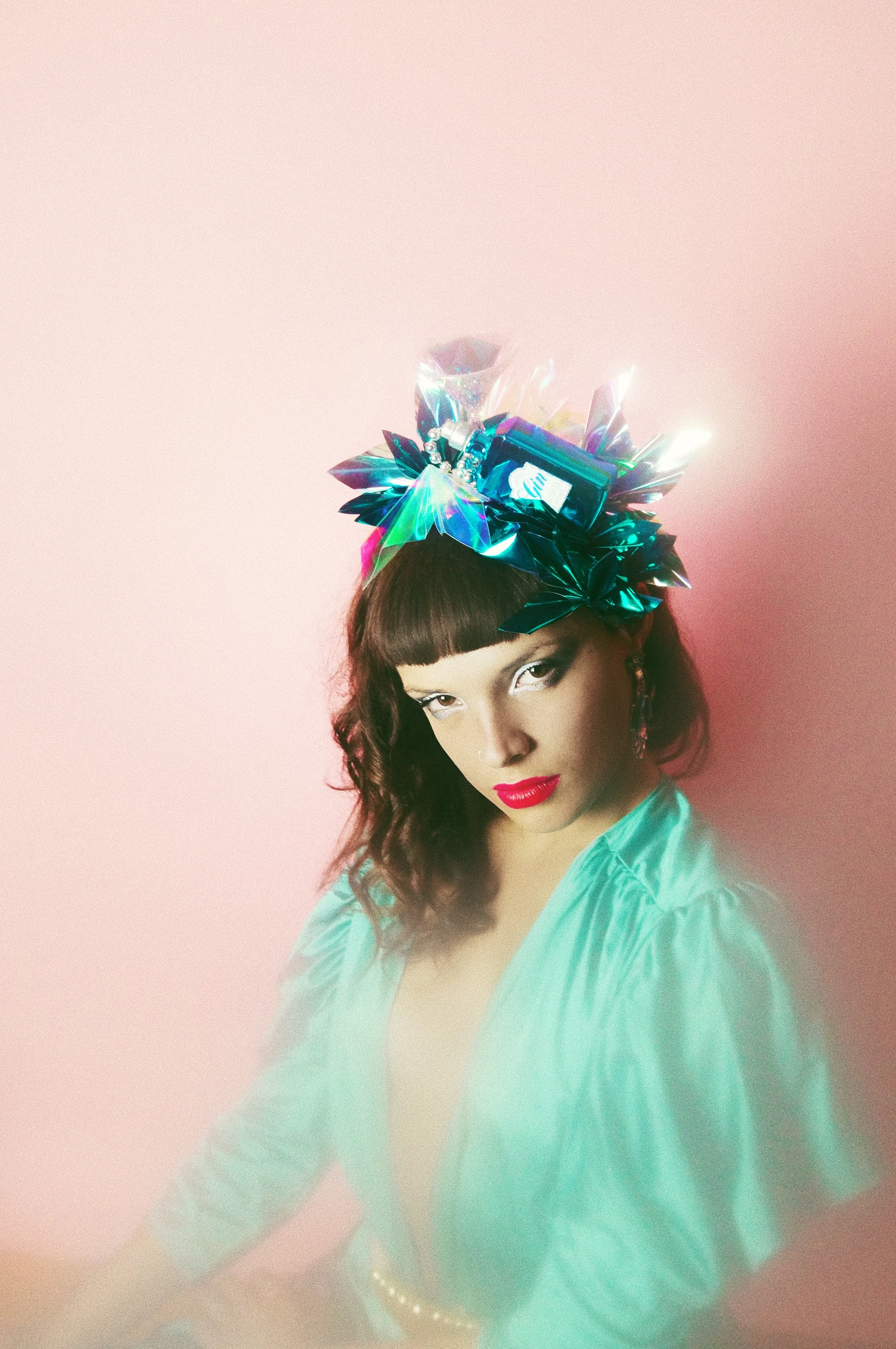 Metallic Chrome Mint and Aqua Christmas Gin and Tonic Novelty Crown