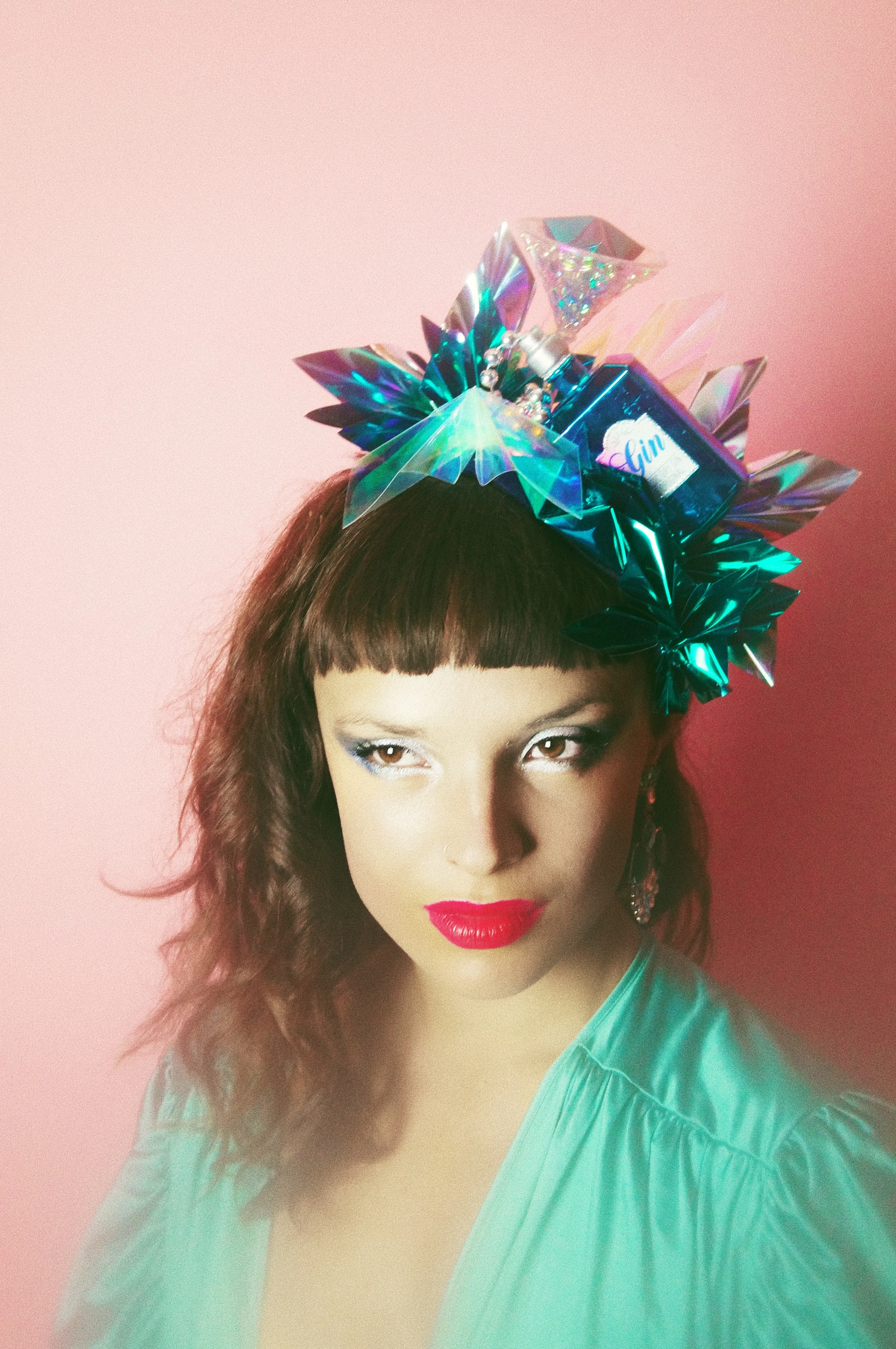 Metallic Chrome Mint and Aqua Christmas Gin and Tonic Novelty Crown