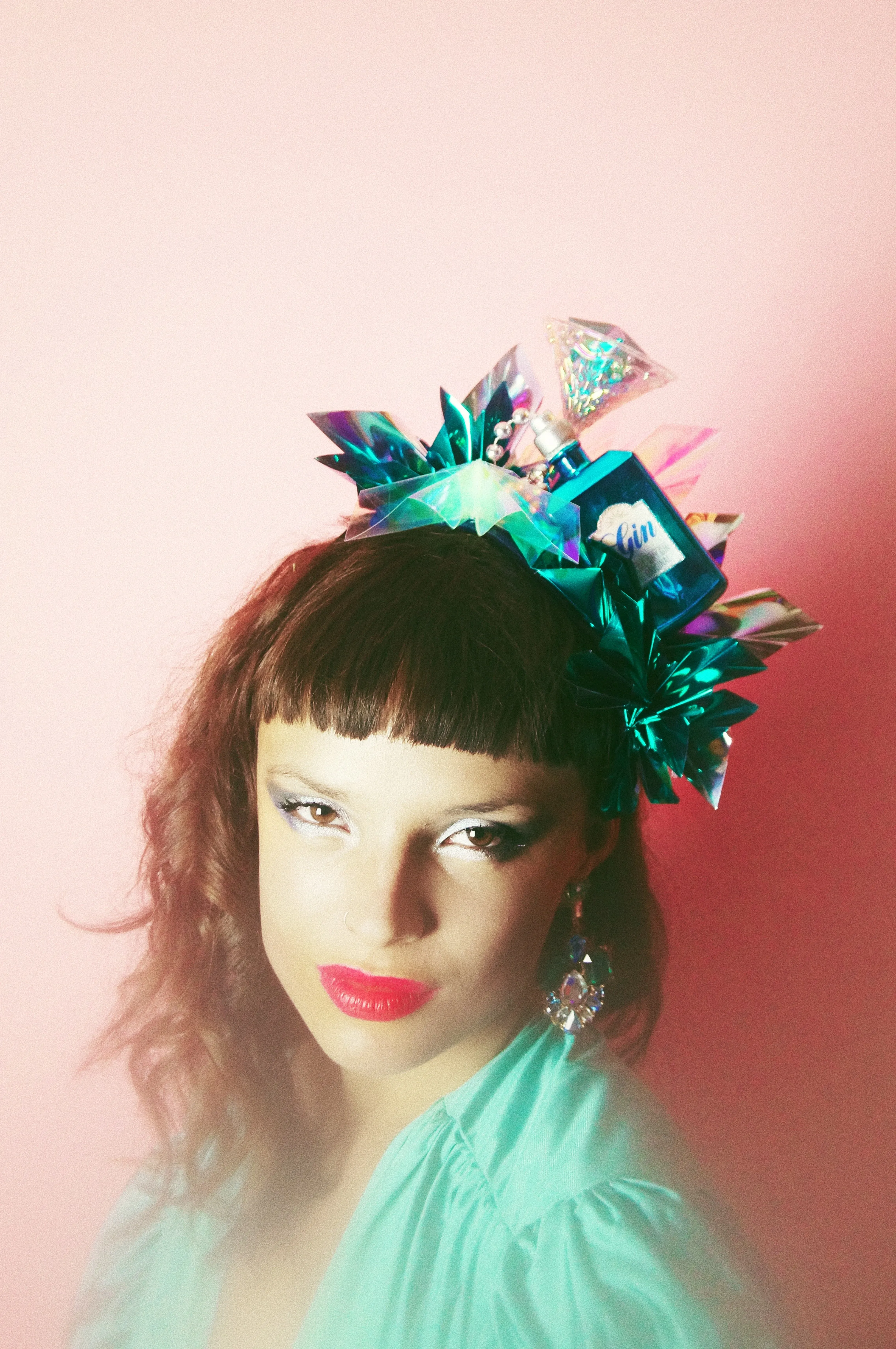 Metallic Chrome Mint and Aqua Christmas Gin and Tonic Novelty Crown