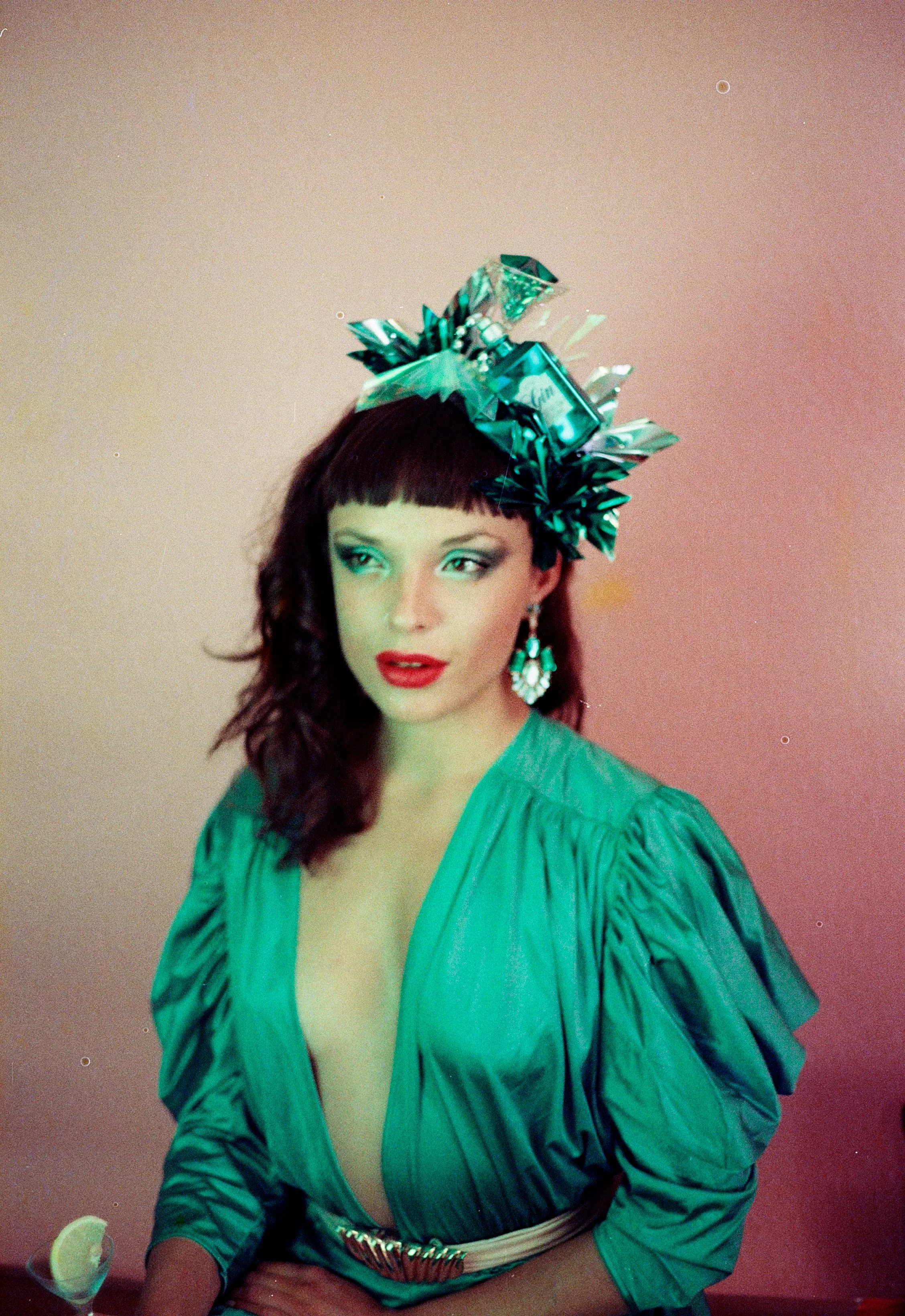Metallic Chrome Mint and Aqua Christmas Gin and Tonic Novelty Crown