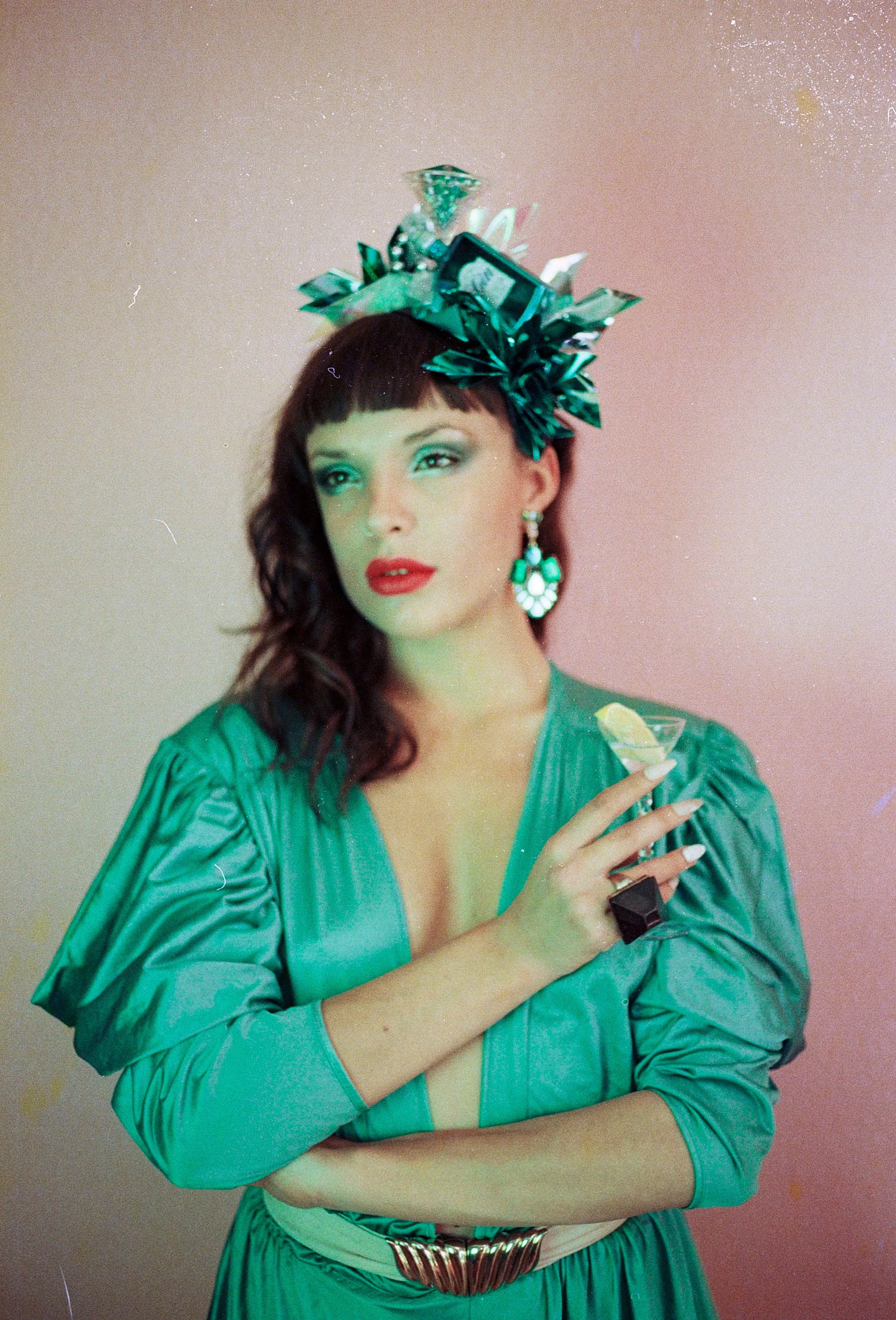 Metallic Chrome Mint and Aqua Christmas Gin and Tonic Novelty Crown