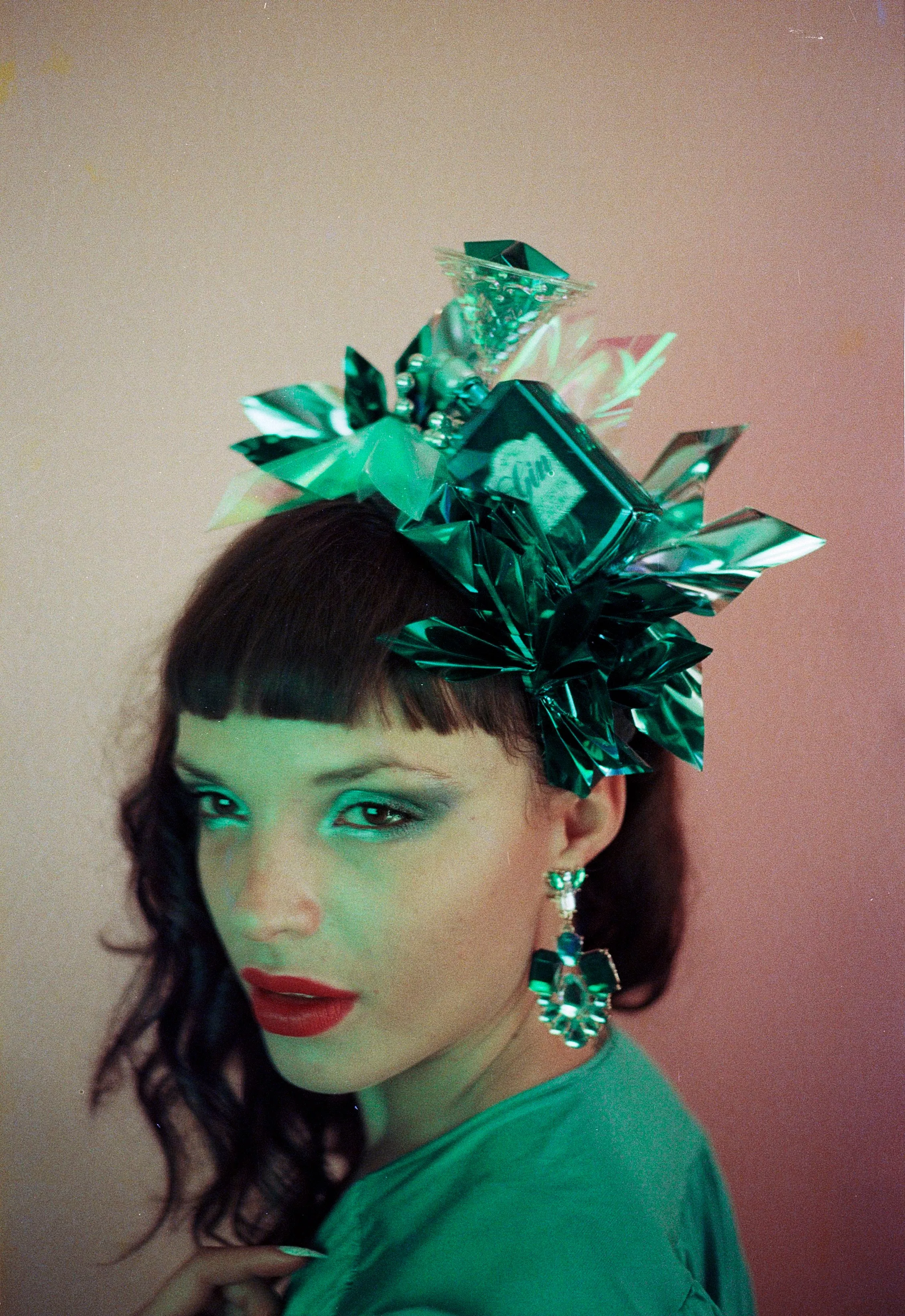 Metallic Chrome Mint and Aqua Christmas Gin and Tonic Novelty Crown