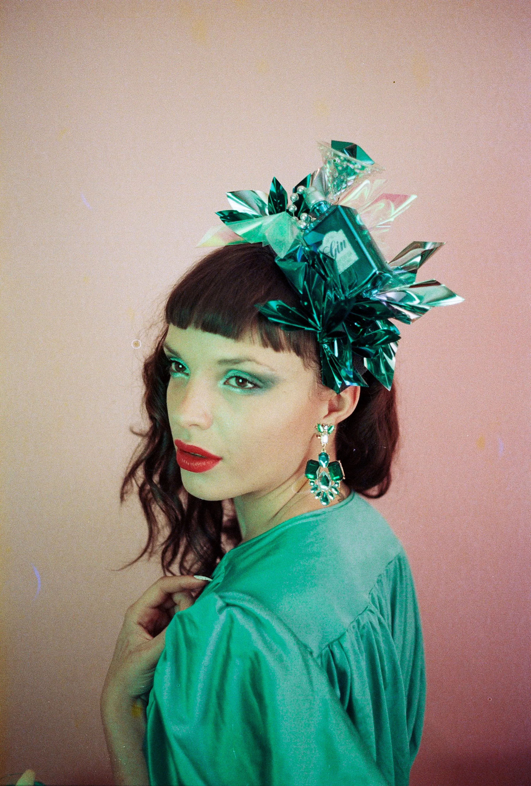 Metallic Chrome Mint and Aqua Christmas Gin and Tonic Novelty Crown