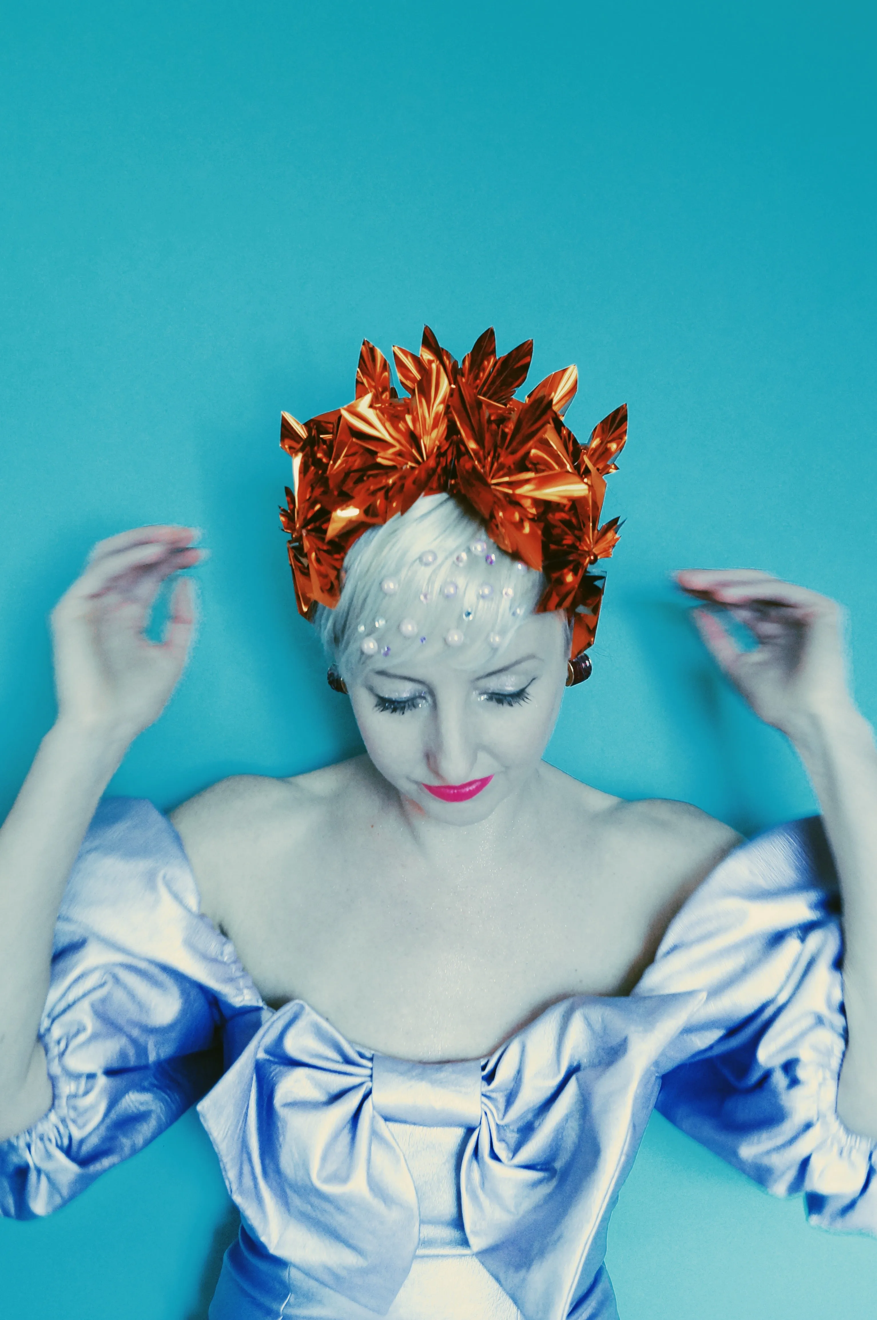 Metallic Orange Origami Crown / Headdress / Christmas / NYE