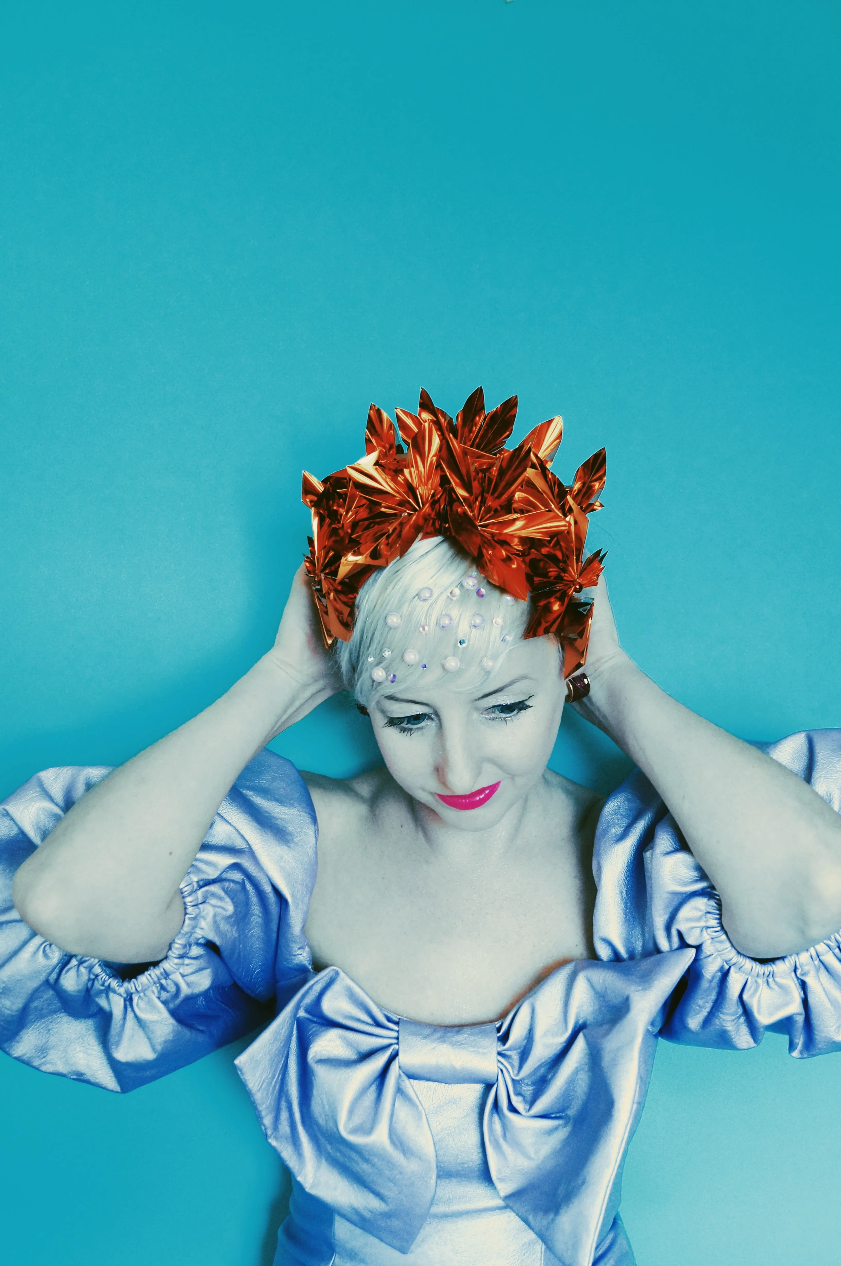 Metallic Orange Origami Crown / Headdress / Christmas / NYE