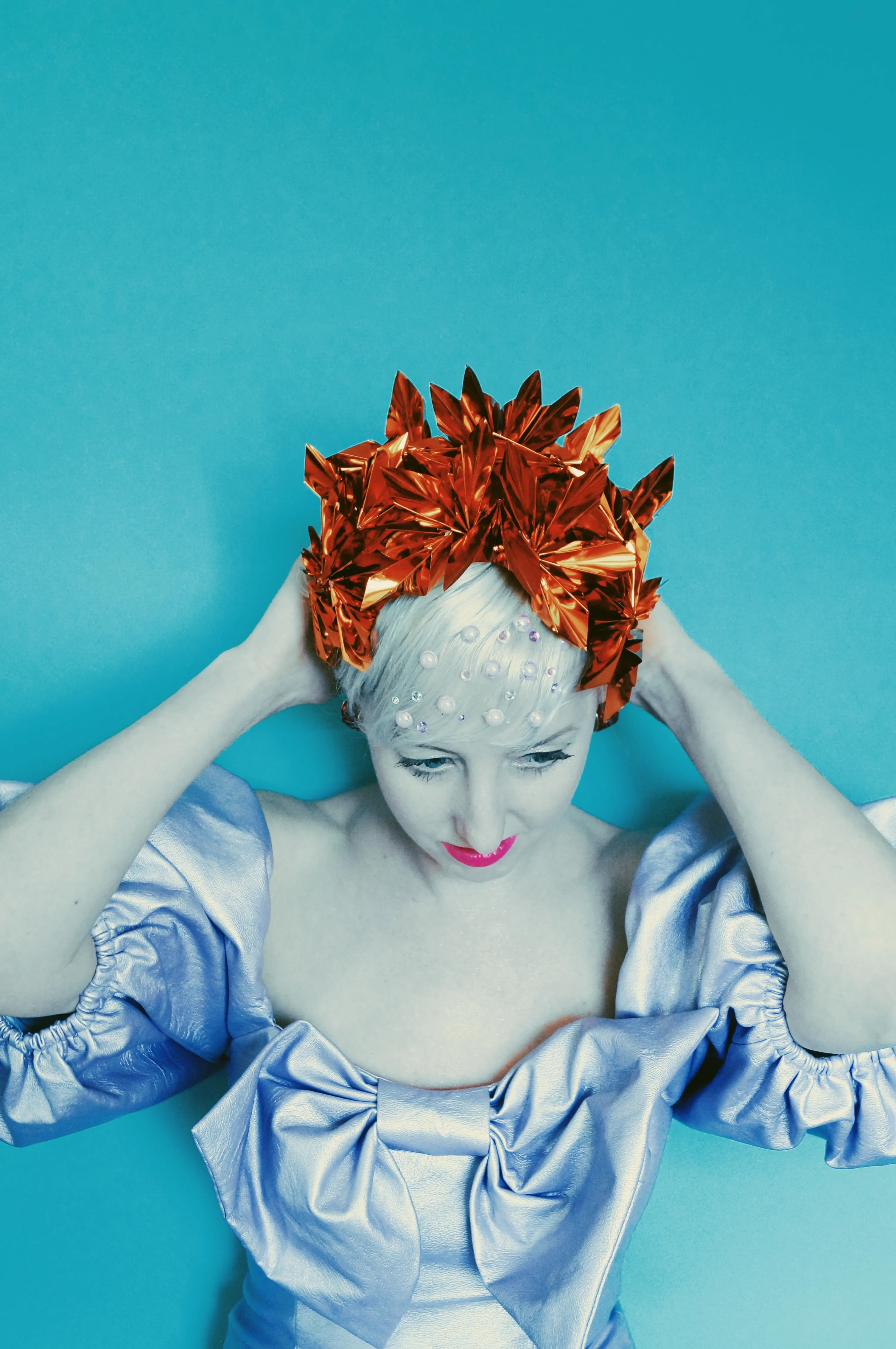 Metallic Orange Origami Crown / Headdress / Christmas / NYE