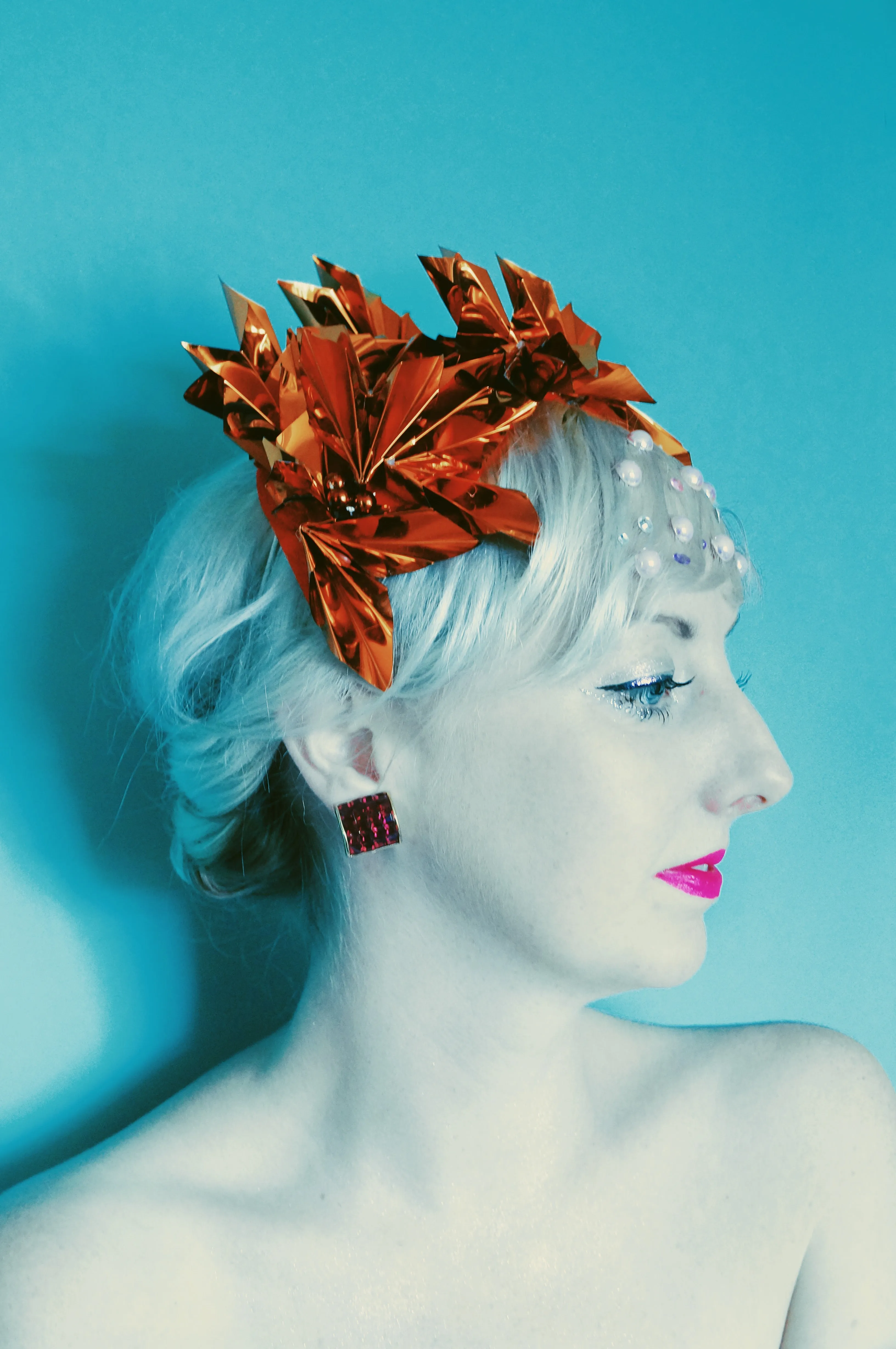Metallic Orange Origami Crown / Headdress / Christmas / NYE