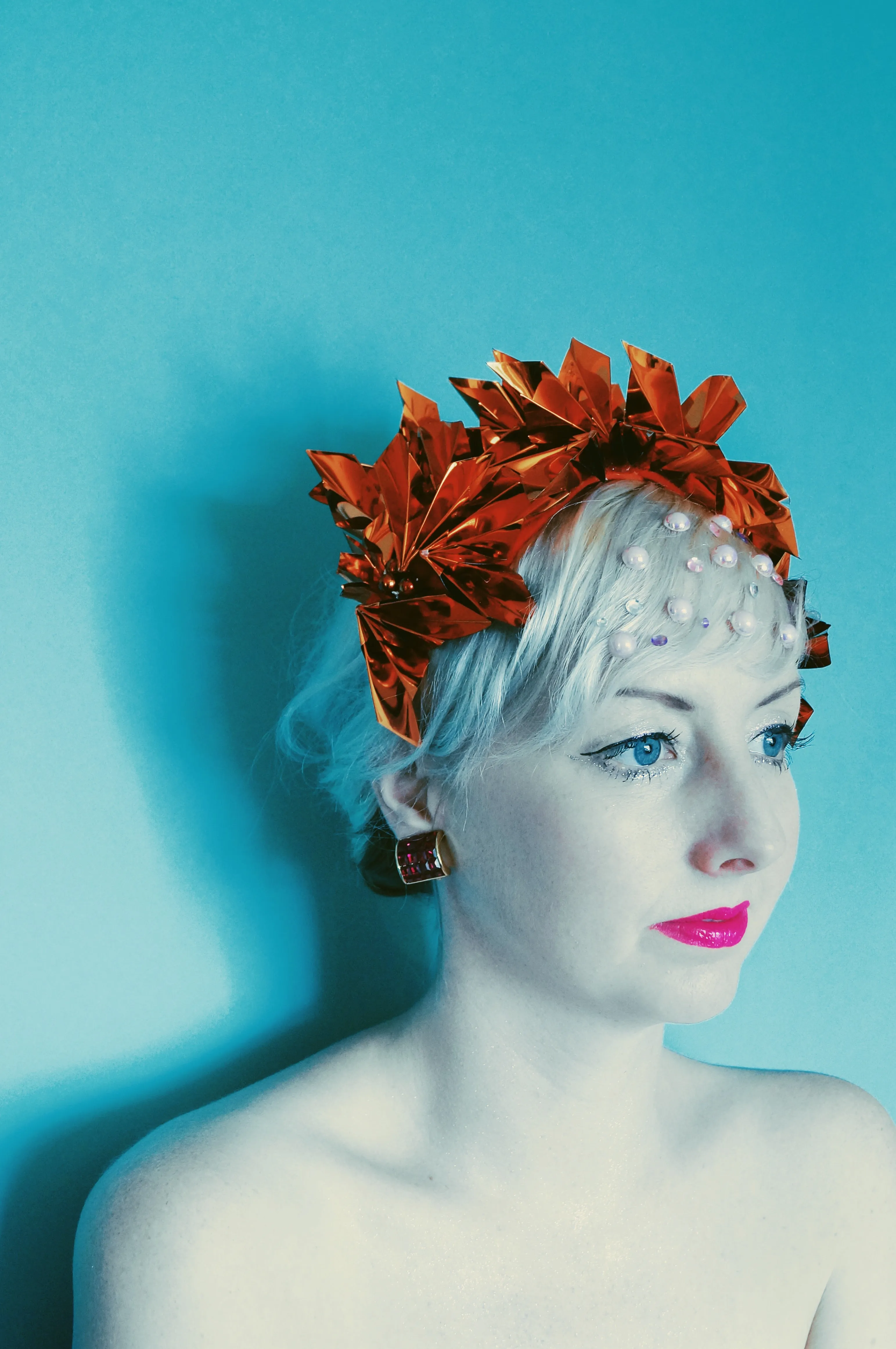 Metallic Orange Origami Crown / Headdress / Christmas / NYE