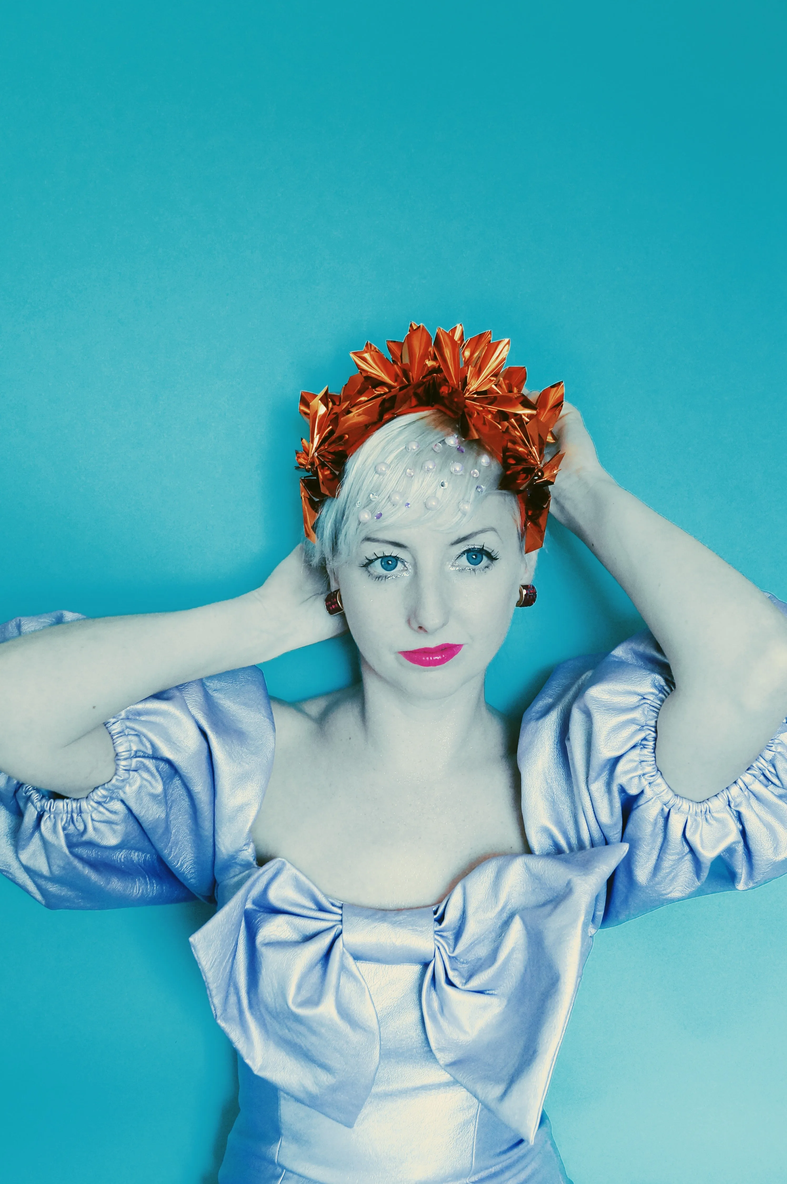 Metallic Orange Origami Crown / Headdress / Christmas / NYE