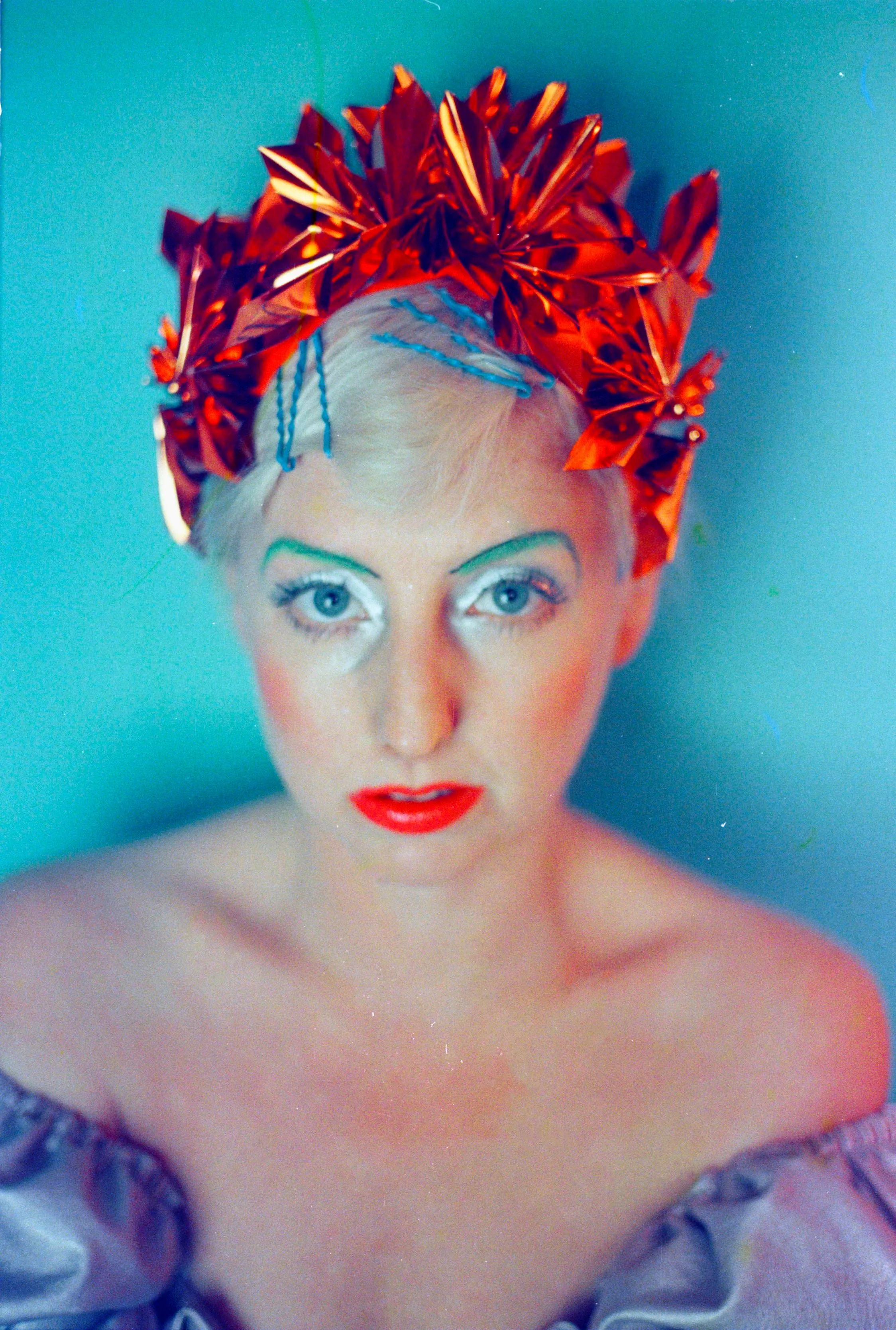 Metallic Orange Origami Crown / Headdress / Christmas / NYE