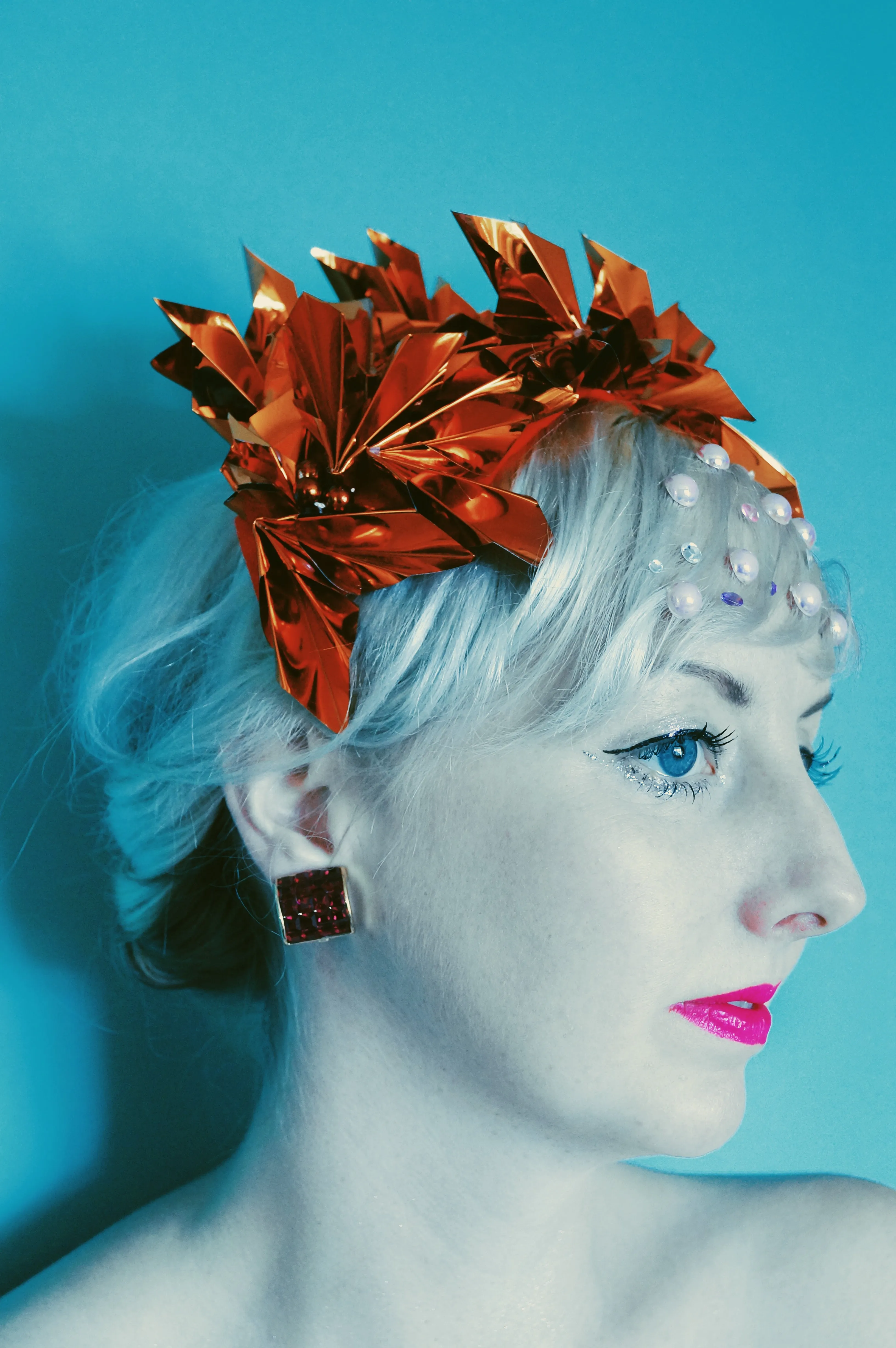 Metallic Orange Origami Crown / Headdress / Christmas / NYE