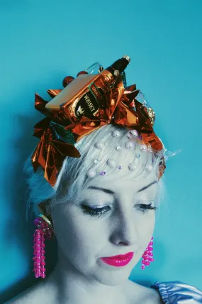Metallic Orange Whiskey Glasses Origami Crown / Headdress / Christmas / NYE