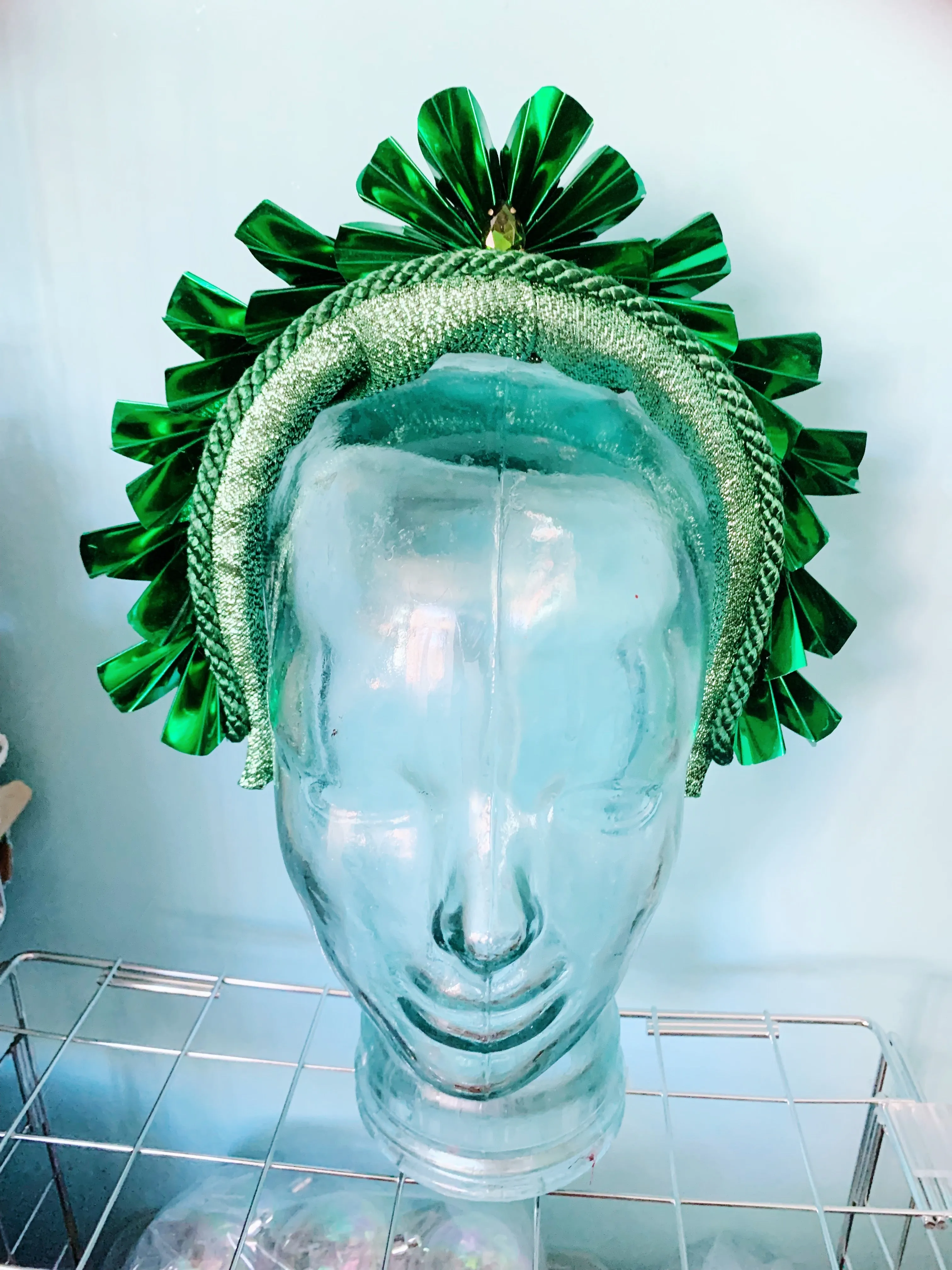 Metallic Origami Crown GREEN