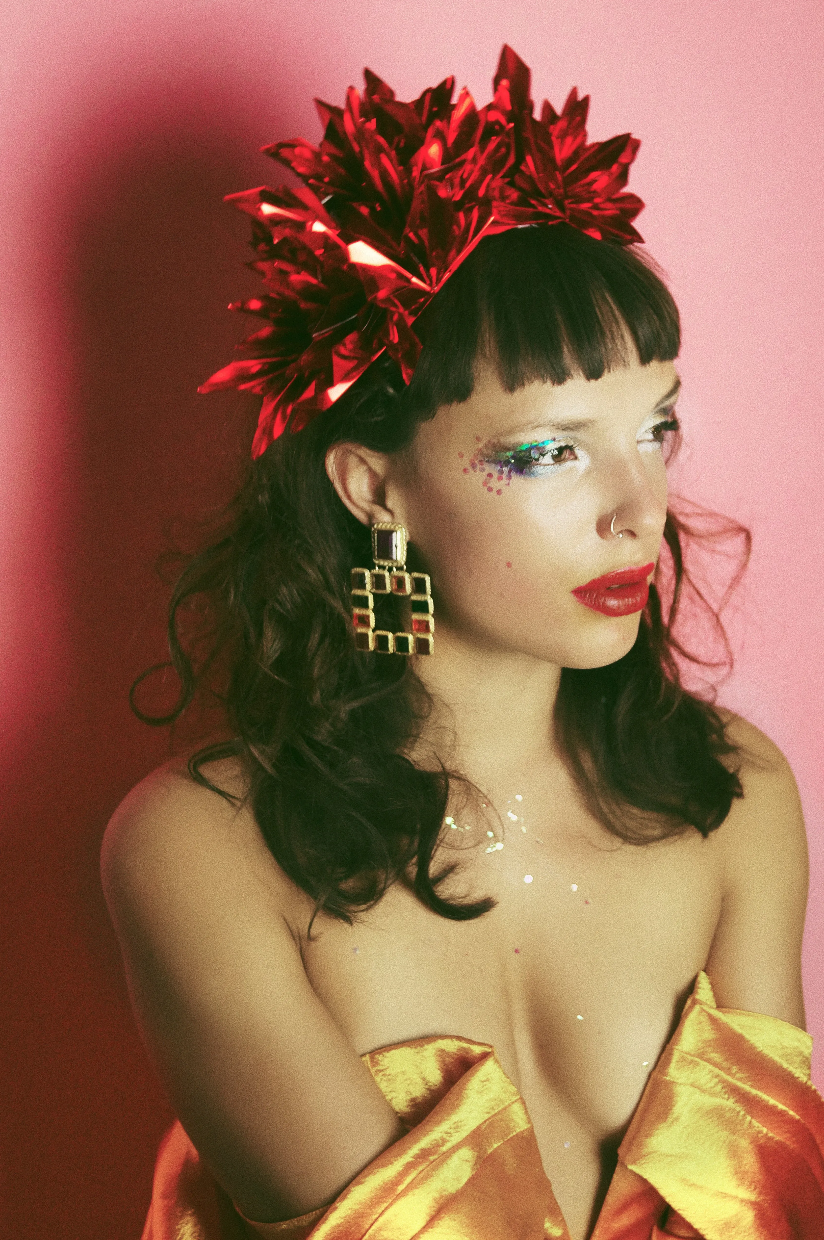 Metallic RED Origami Crown / Headdress / Christmas / NYE