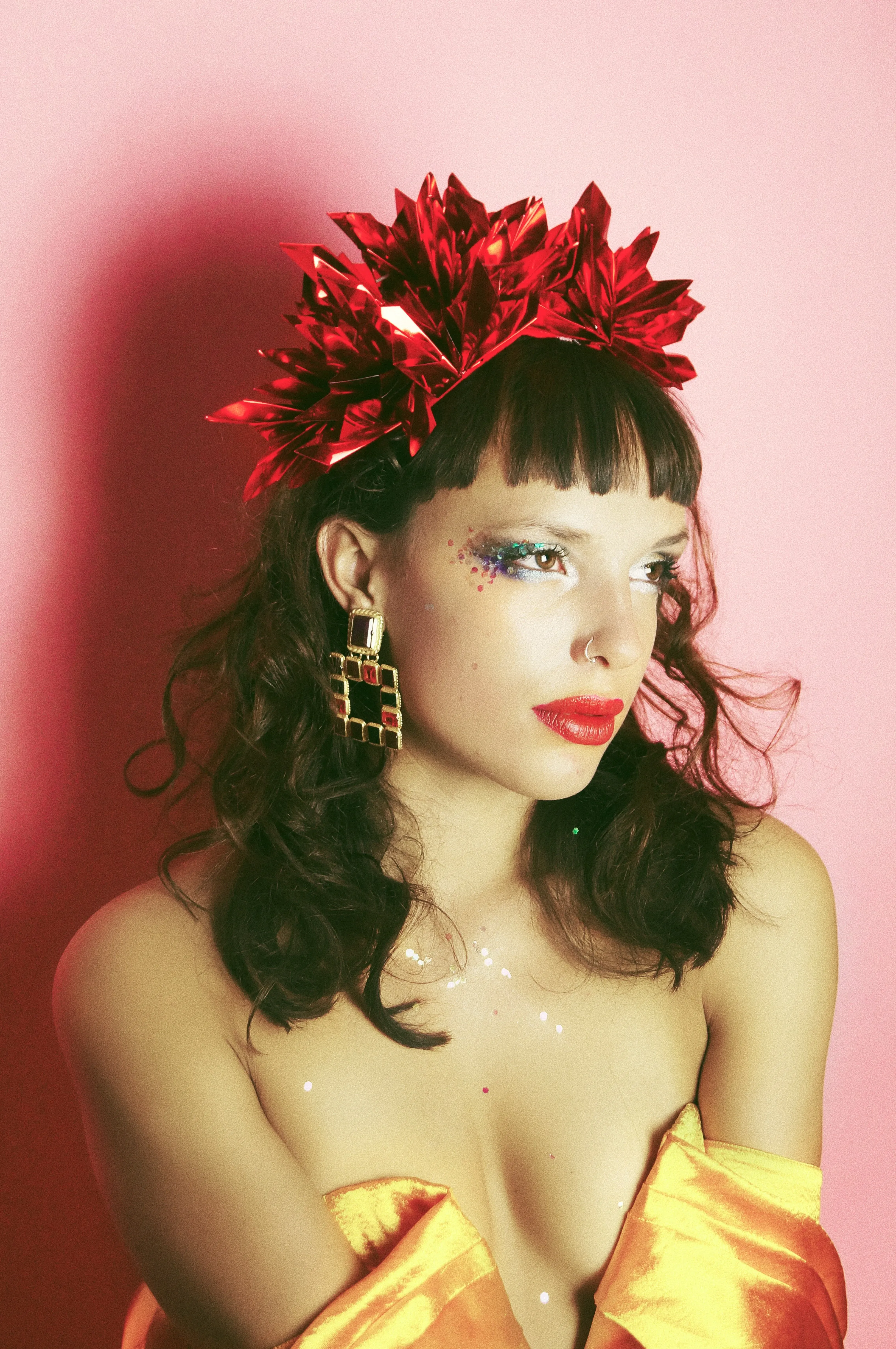 Metallic RED Origami Crown / Headdress / Christmas / NYE