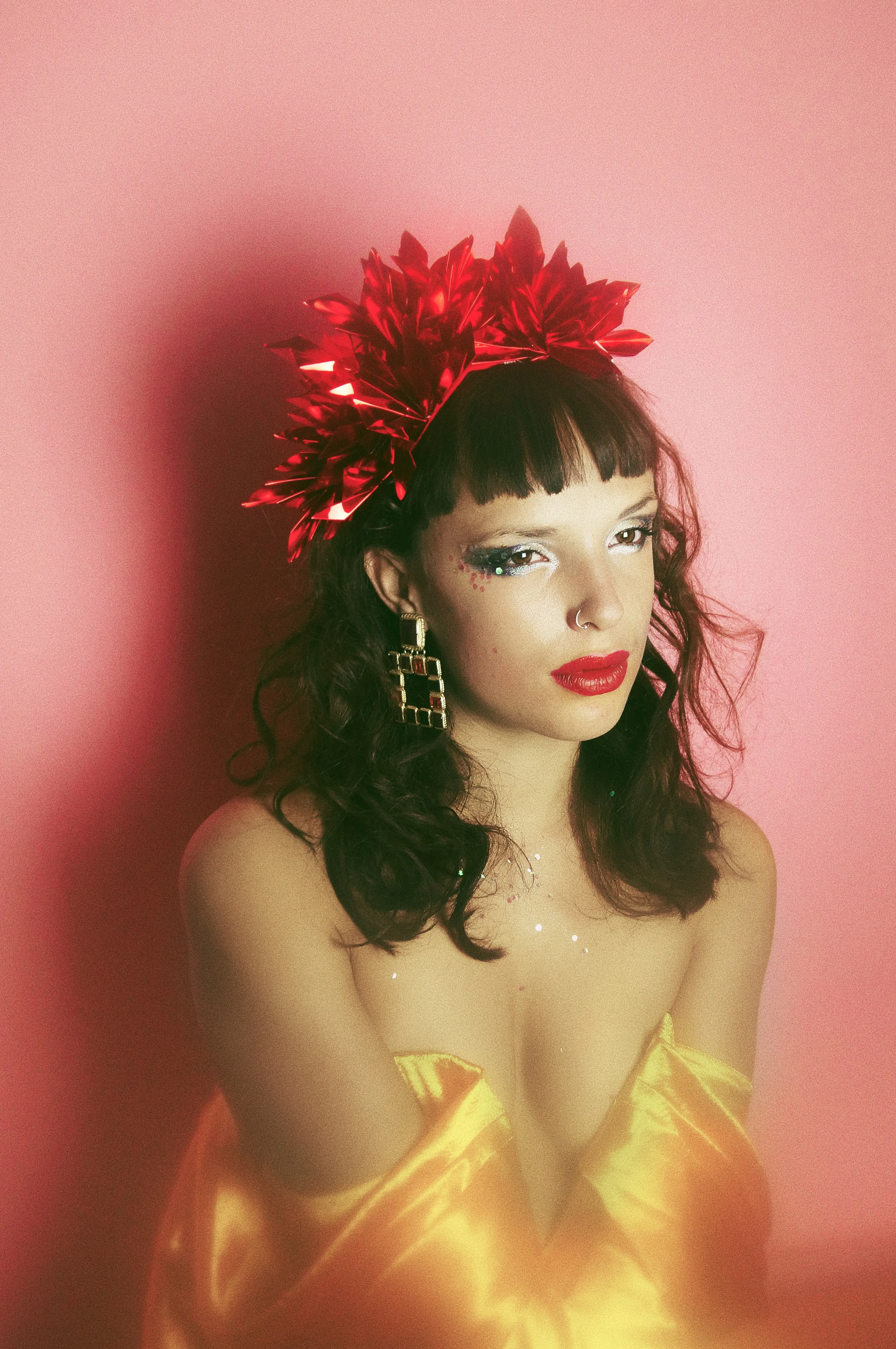 Metallic RED Origami Crown / Headdress / Christmas / NYE