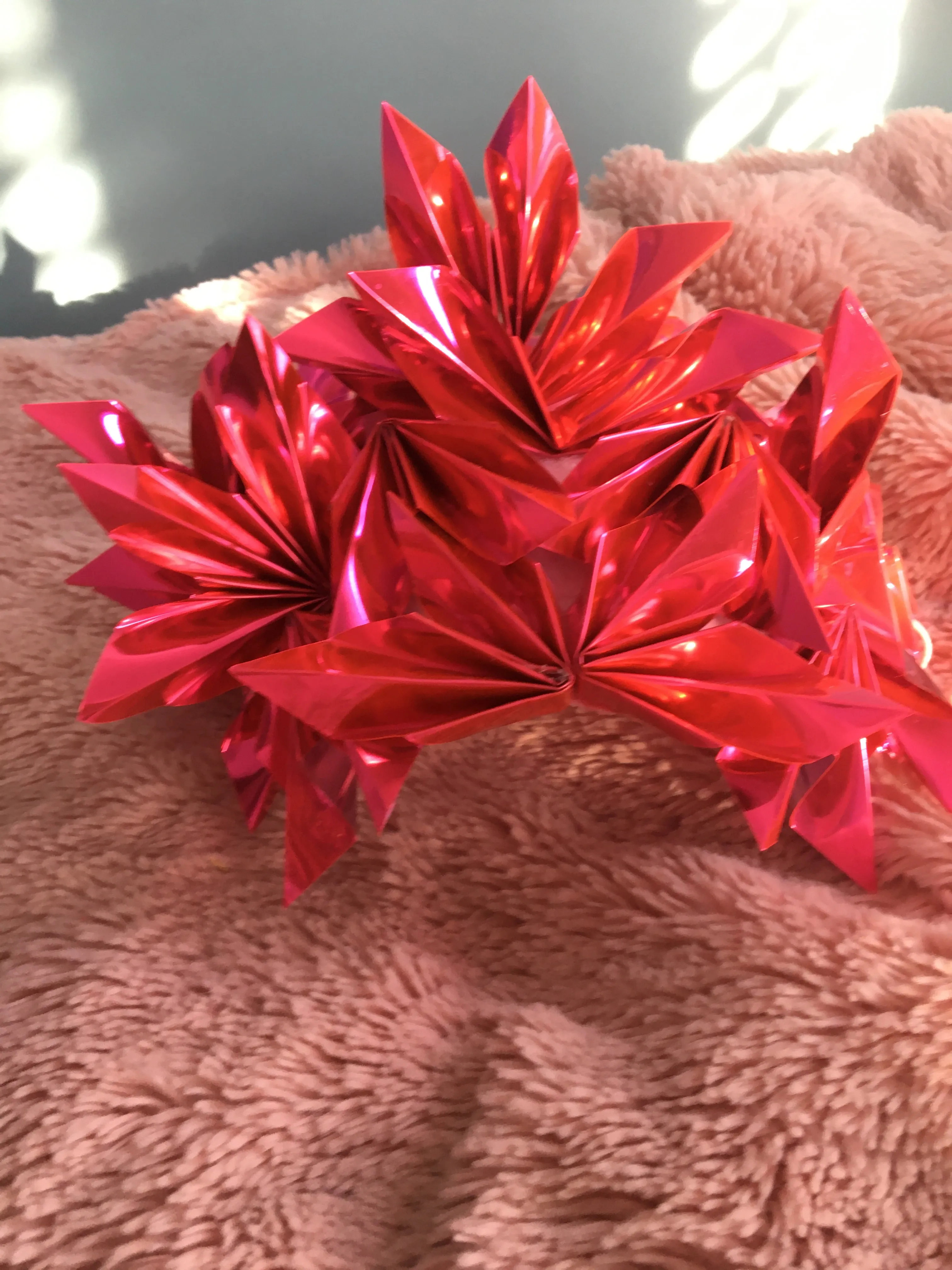 Metallic Shocking pink Origami Crown / Headdress / Christmas / NYE