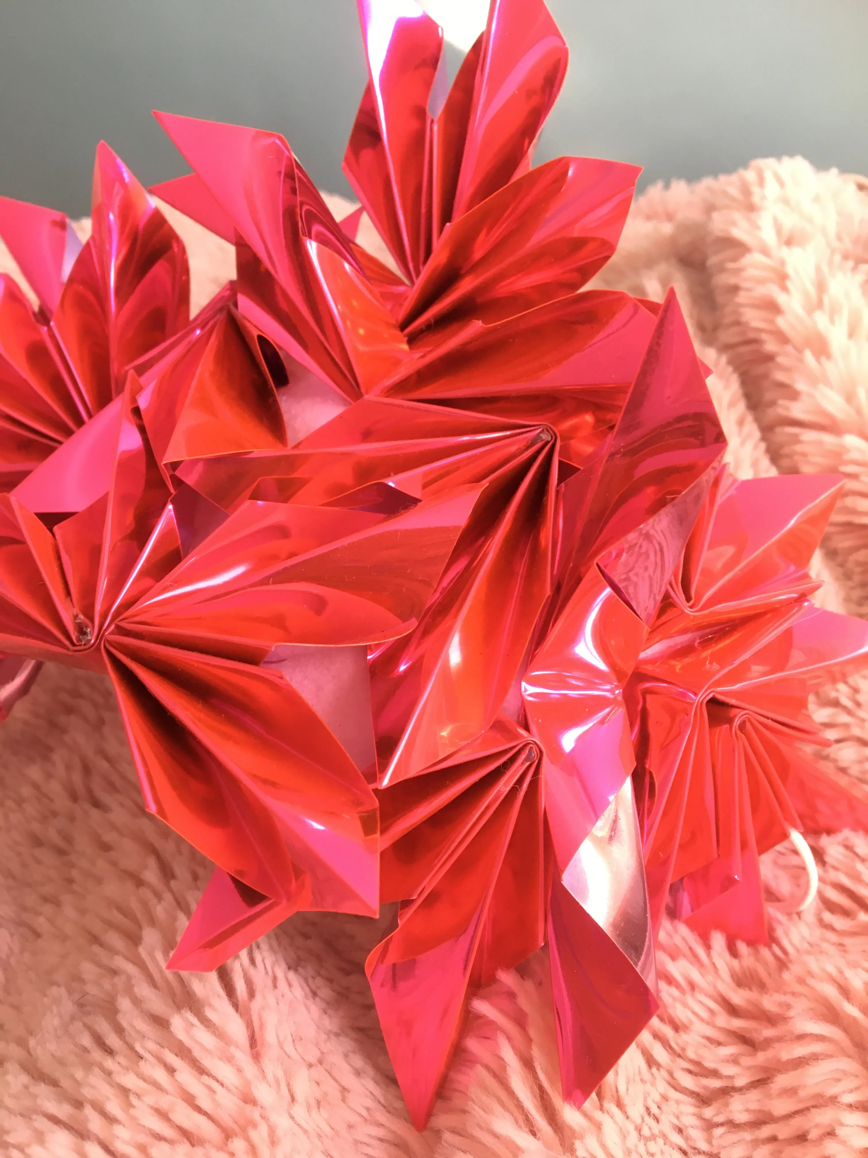 Metallic Shocking pink Origami Crown / Headdress / Christmas / NYE