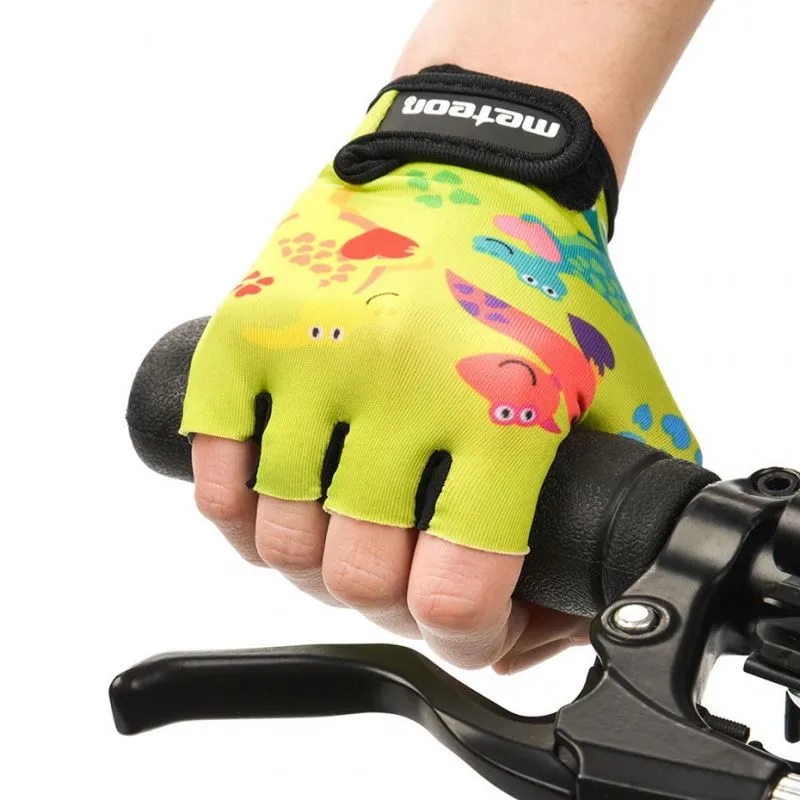 Meteor Junior Dino Cycling Gloves - Yellow