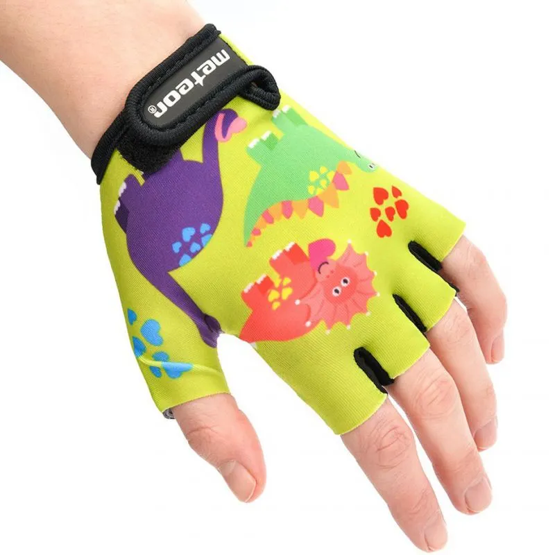 Meteor Junior Dino Cycling Gloves - Yellow