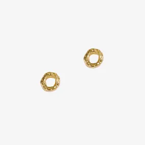 Meteorite Textured Round Studs Gold