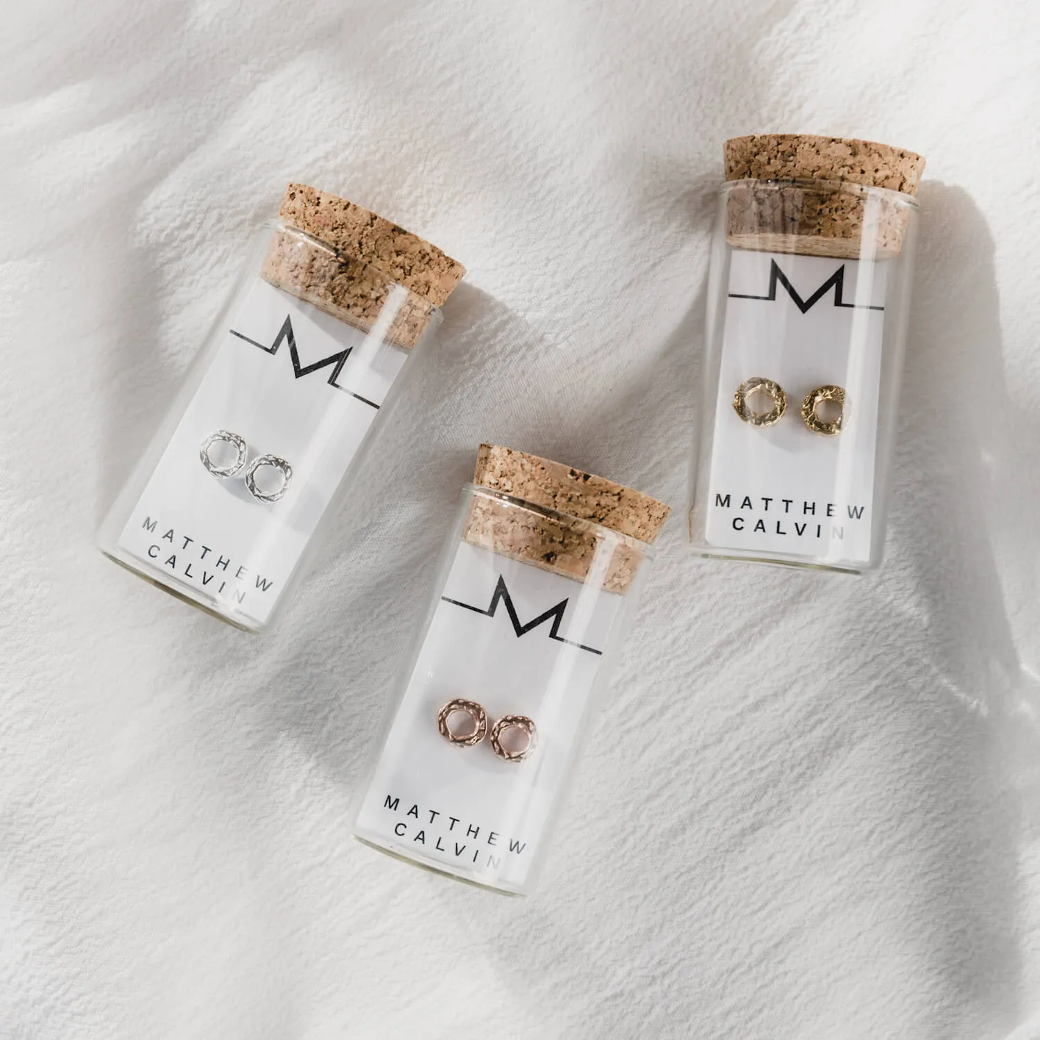 Meteorite Textured Round Studs Gold