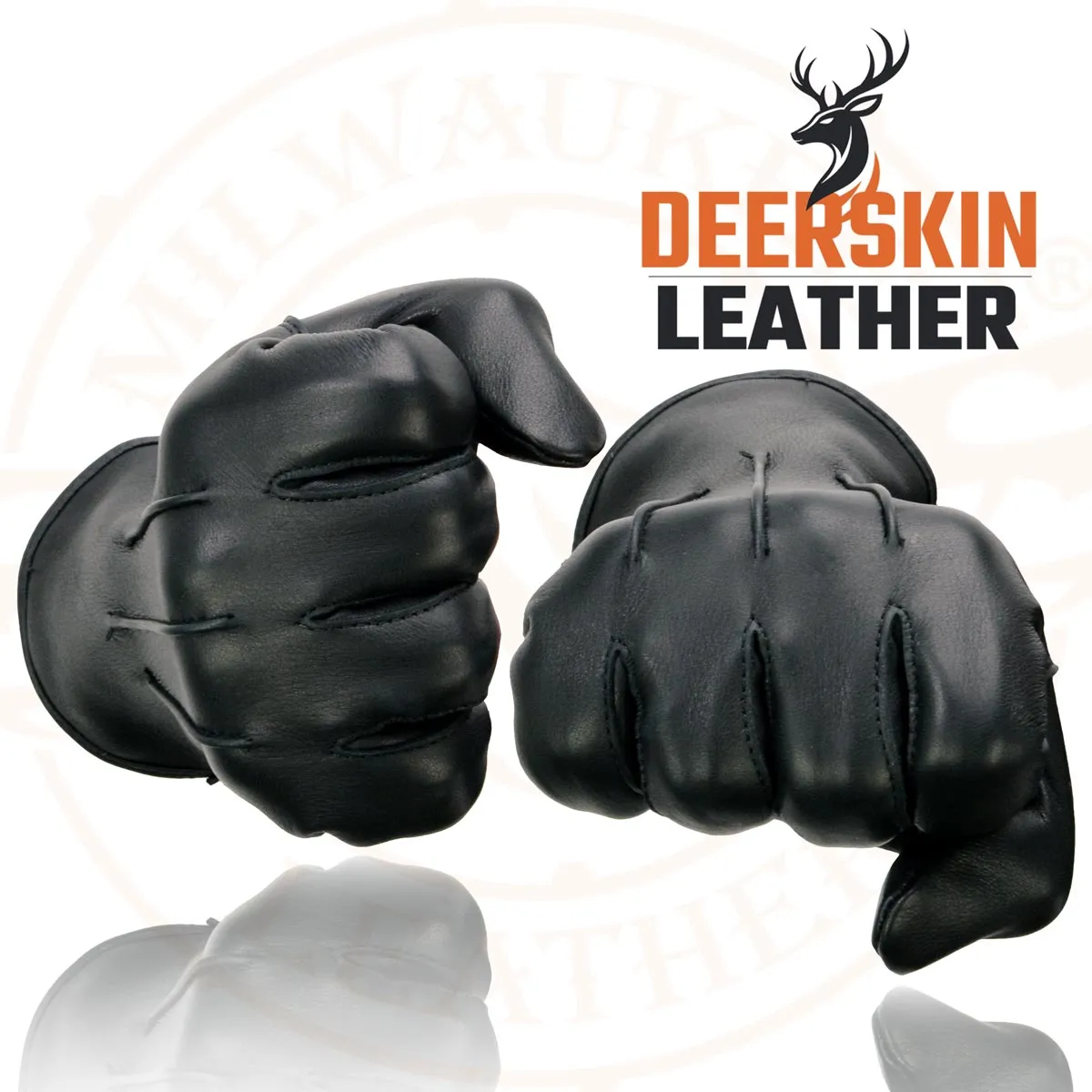 Milwaukee Leather SH875 Men's Thermal Lined USA Deerskin Black Leather