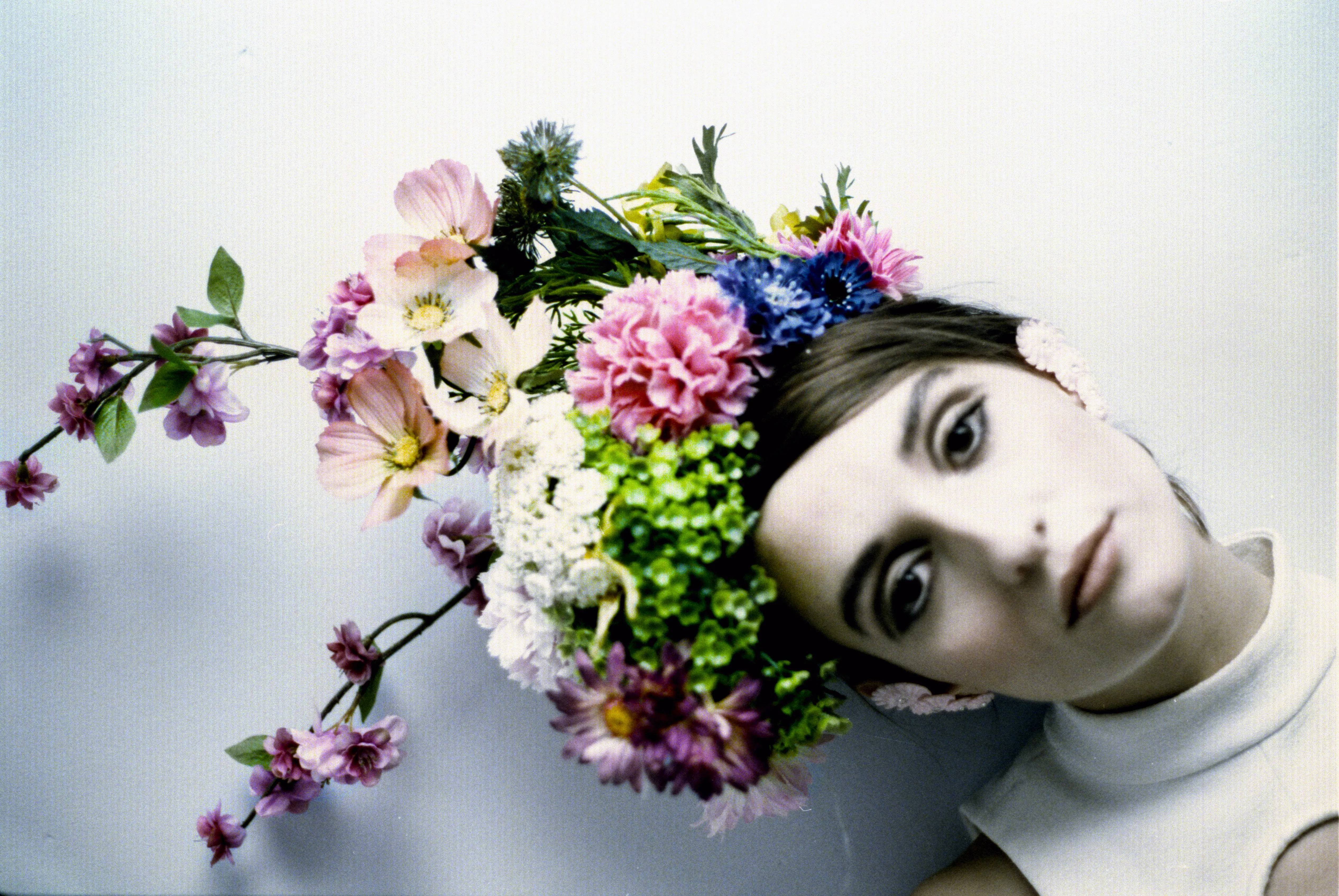 Multicoloured Alice garden flower crown